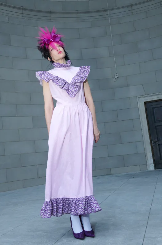 Caroline Dress in Pink and Purple Cotton sold by Batsheva