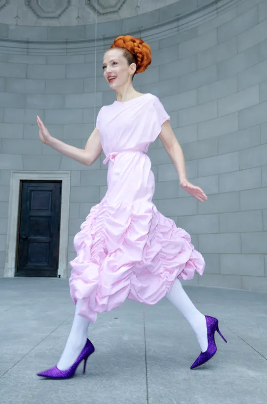 Lily Dress in Pink Stripe made by Batsheva