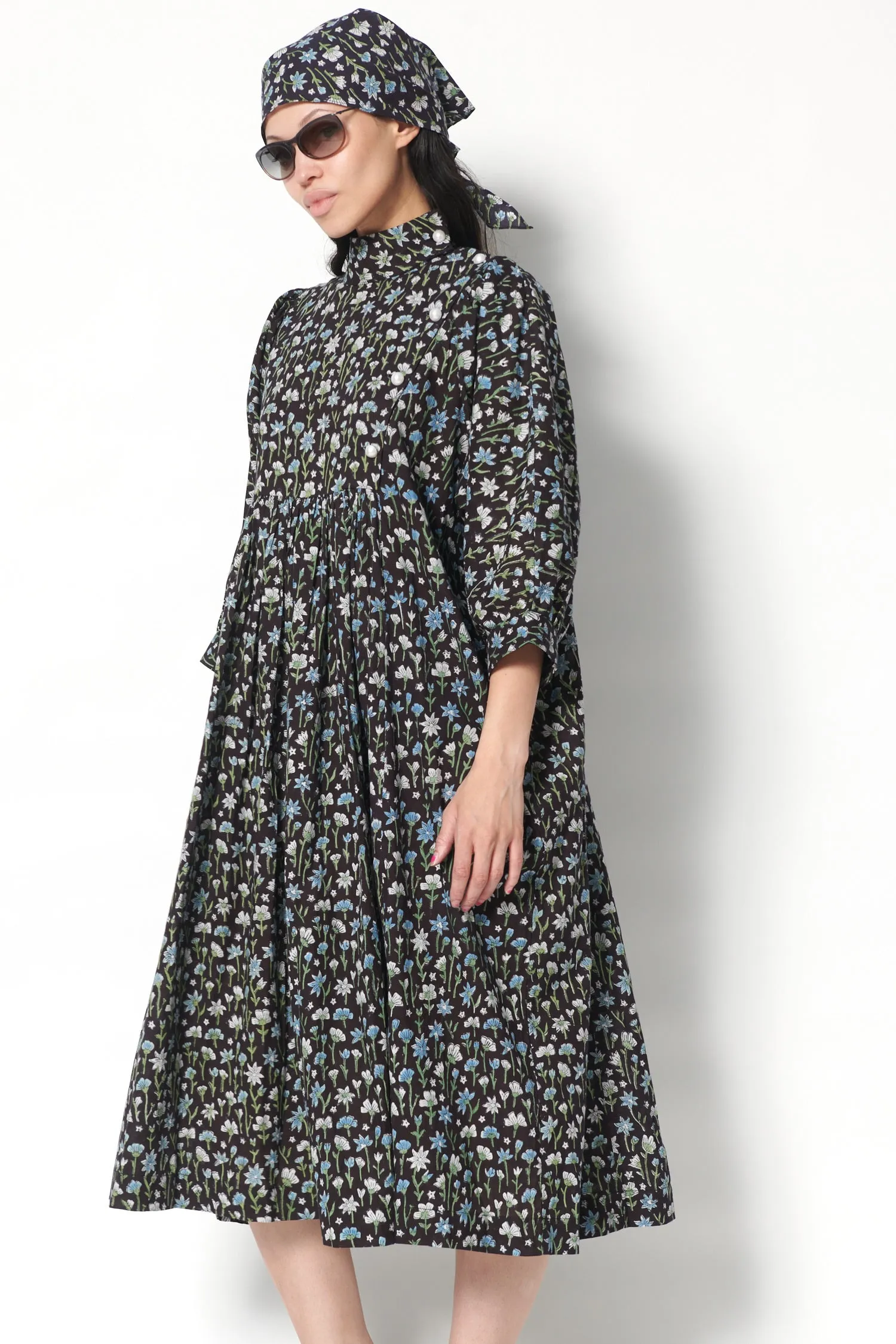 Block-Printed Scarf in Black sold by Batsheva