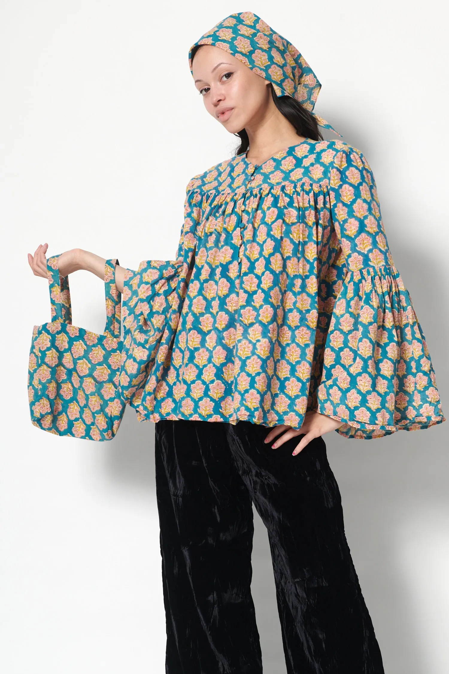 Block-Printed Scarf in Blue sold by Batsheva product image thumbnail 2