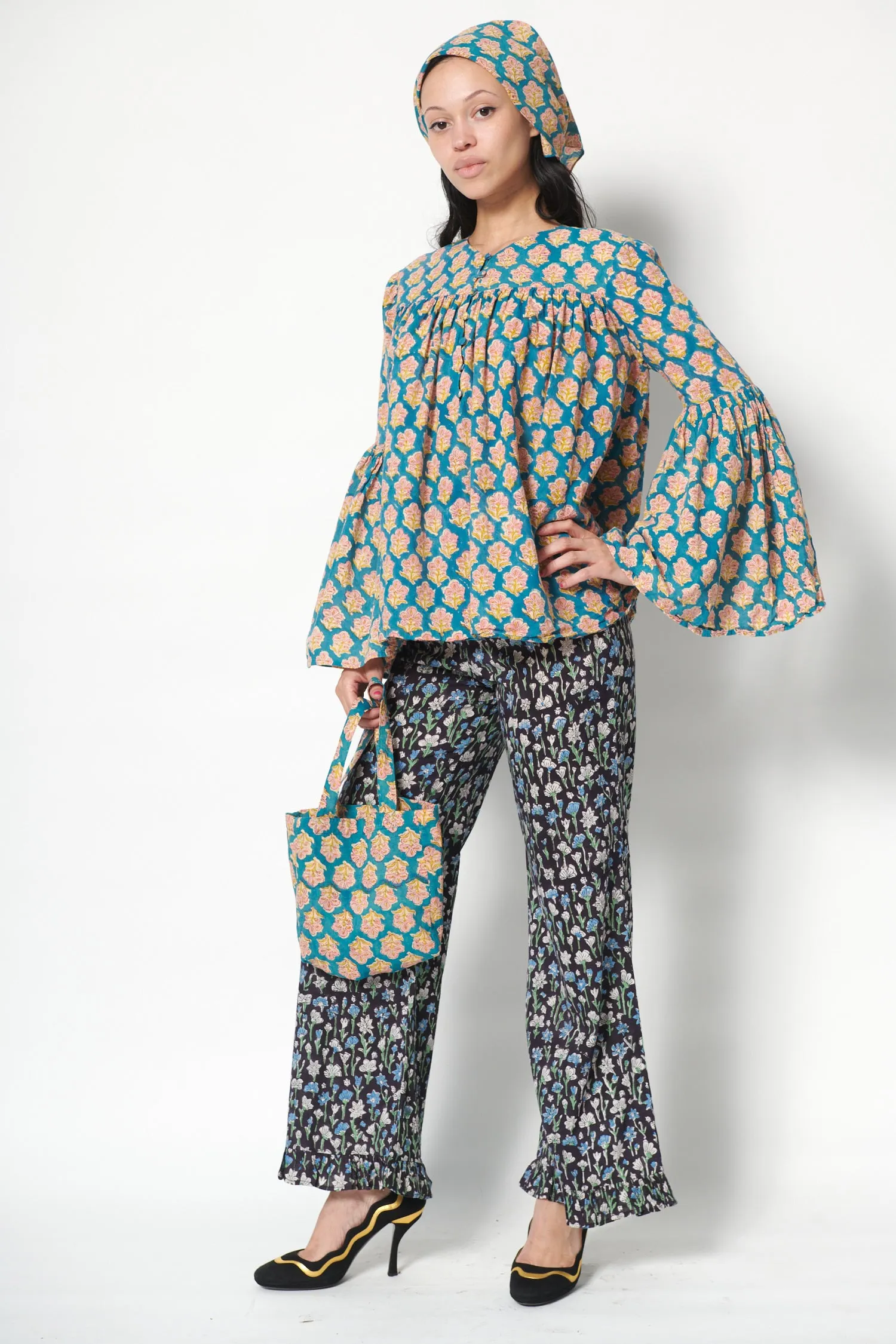 Block-Printed Scarf in Blue sold by Batsheva product image thumbnail 5