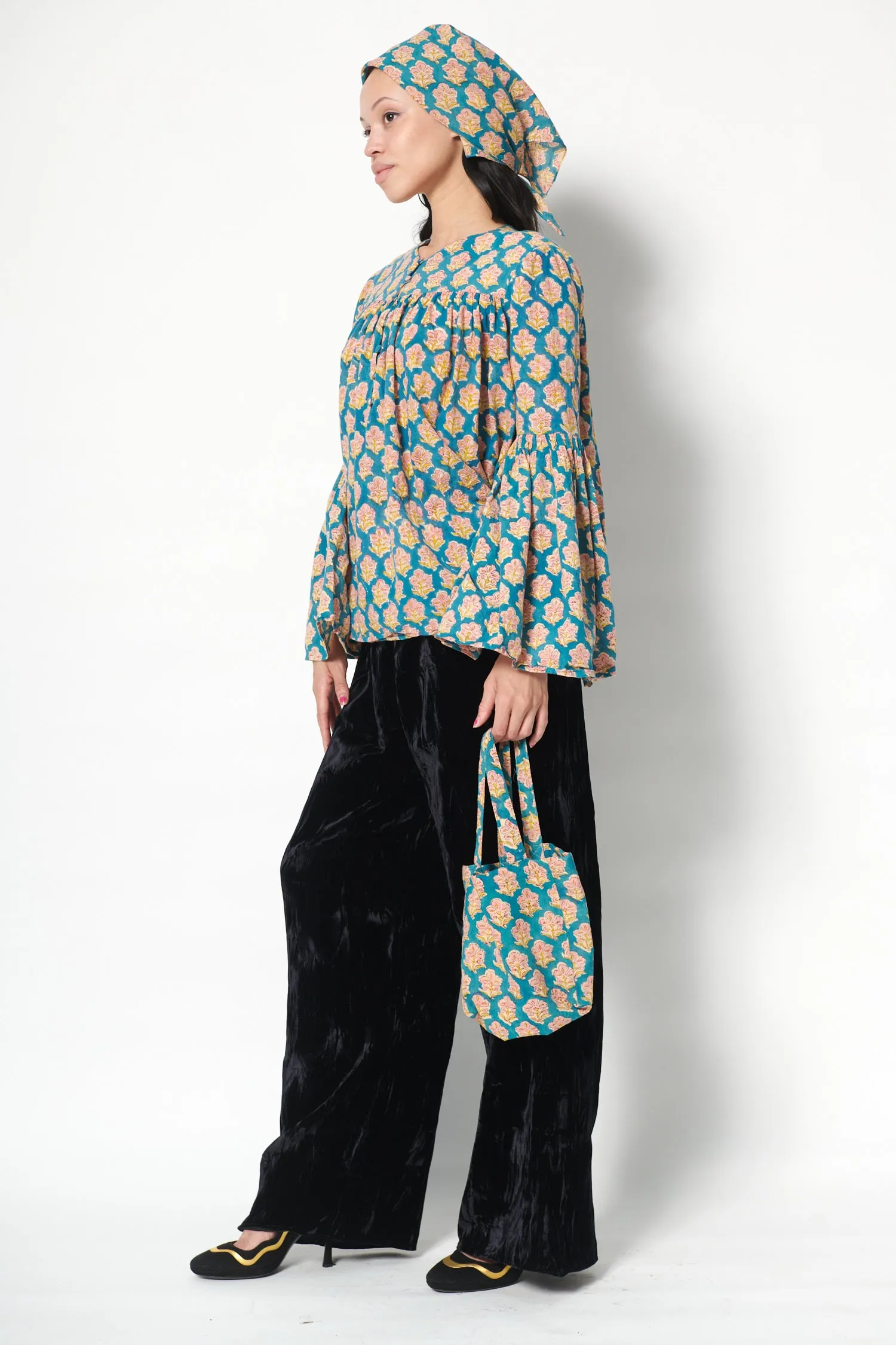 Block-Printed Scarf in Blue sold by Batsheva product image thumbnail 3