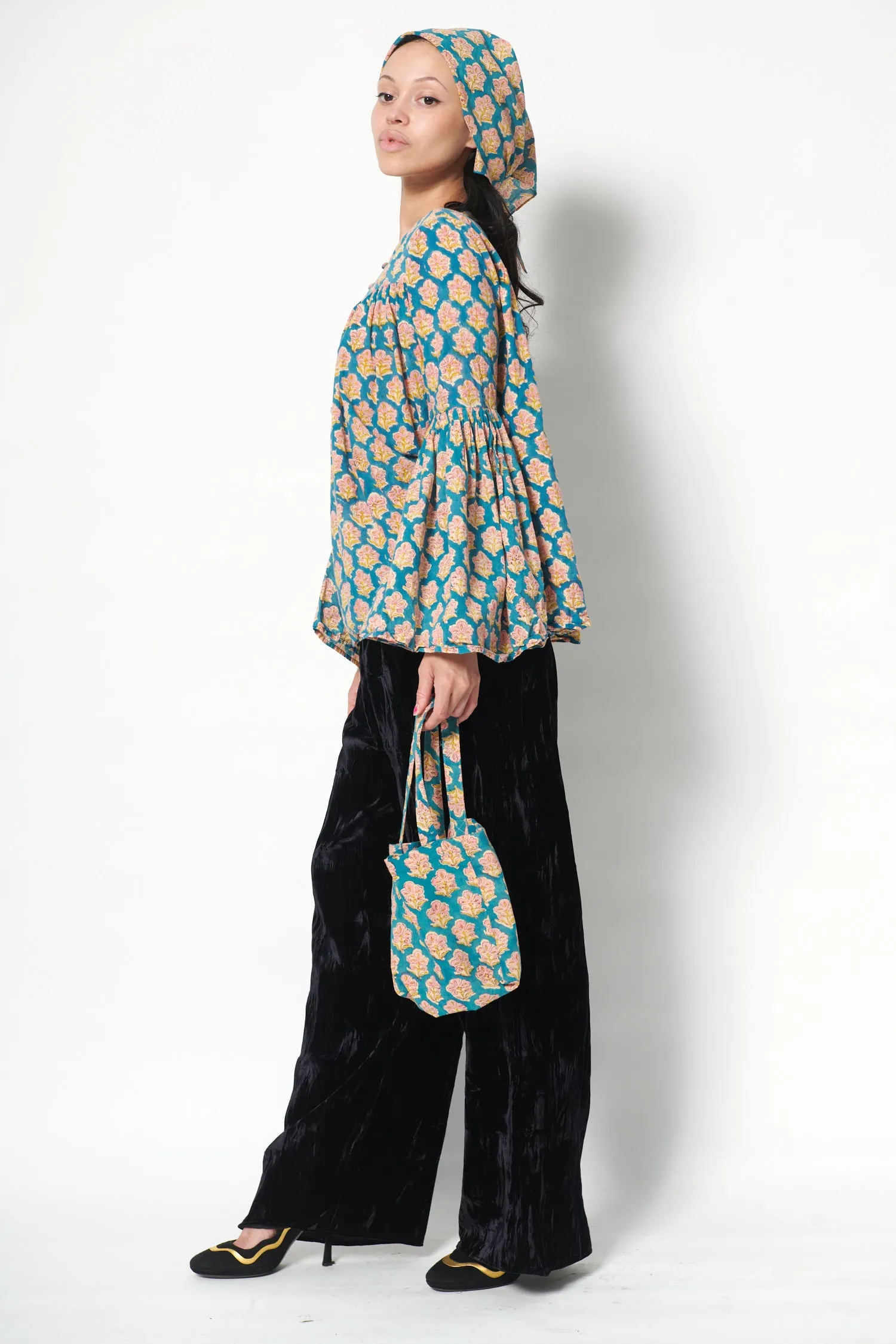 Block-Printed Scarf in Blue sold by Batsheva product image thumbnail 4