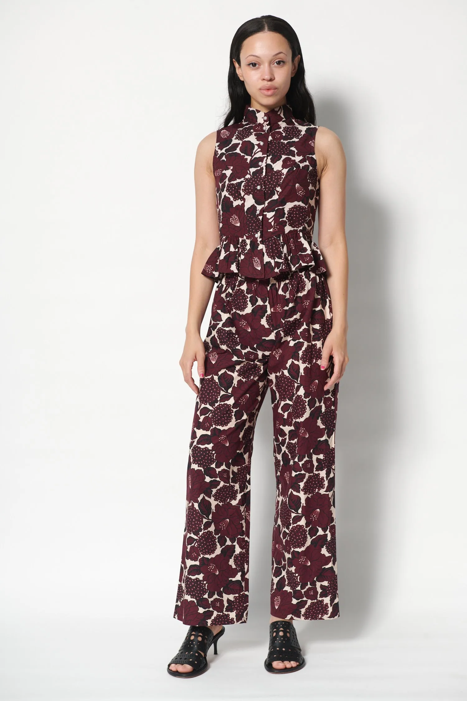 Gia Blouse in Merlot Floral sold by Batsheva