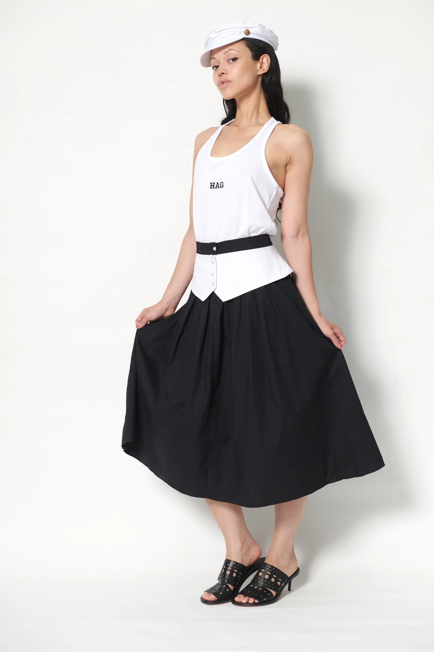 Landa Skirt in Black and White Poplin sold by Batsheva product image thumbnail 4