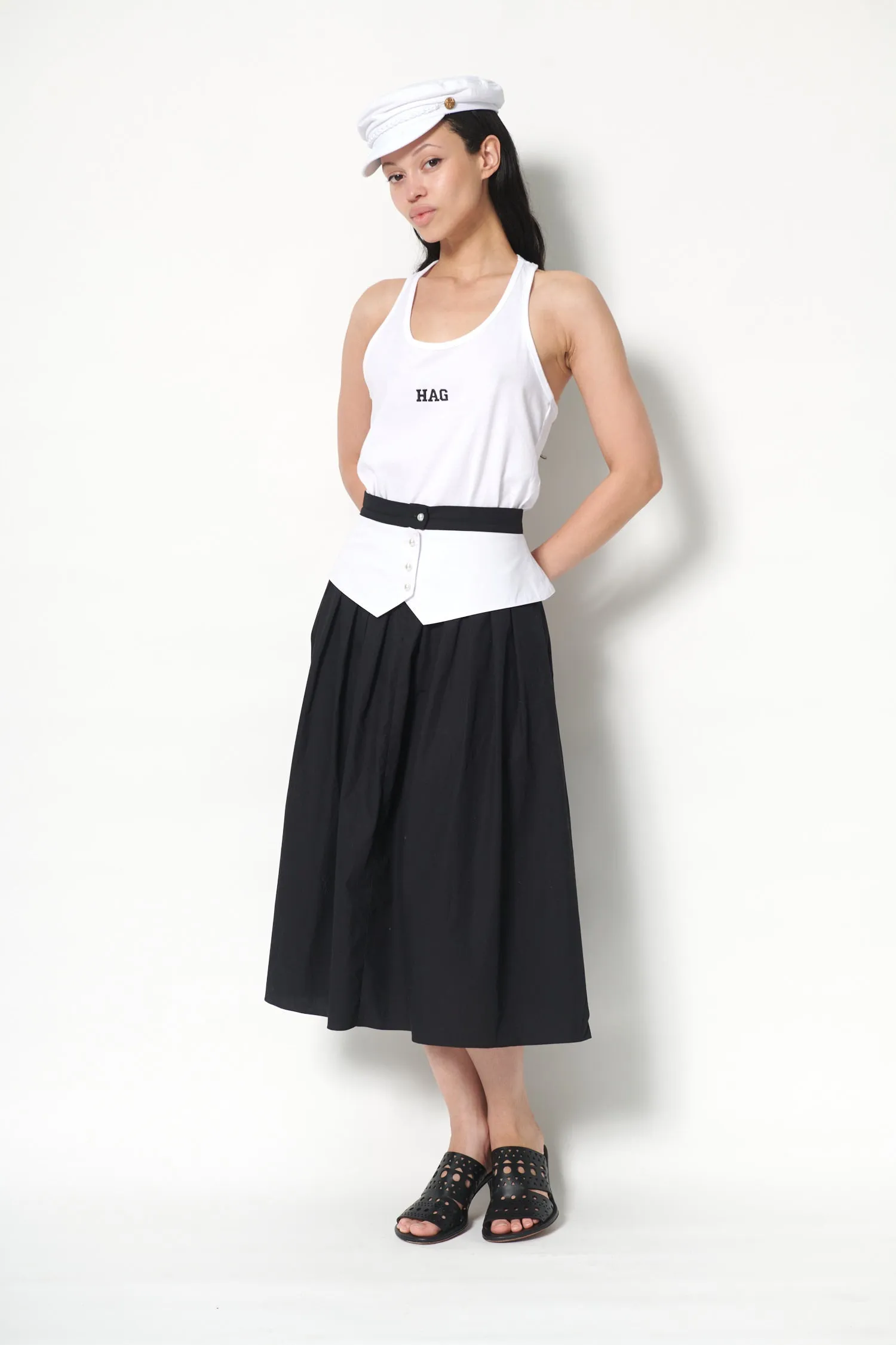 Landa Skirt in Black and White Poplin sold by Batsheva product image thumbnail 3