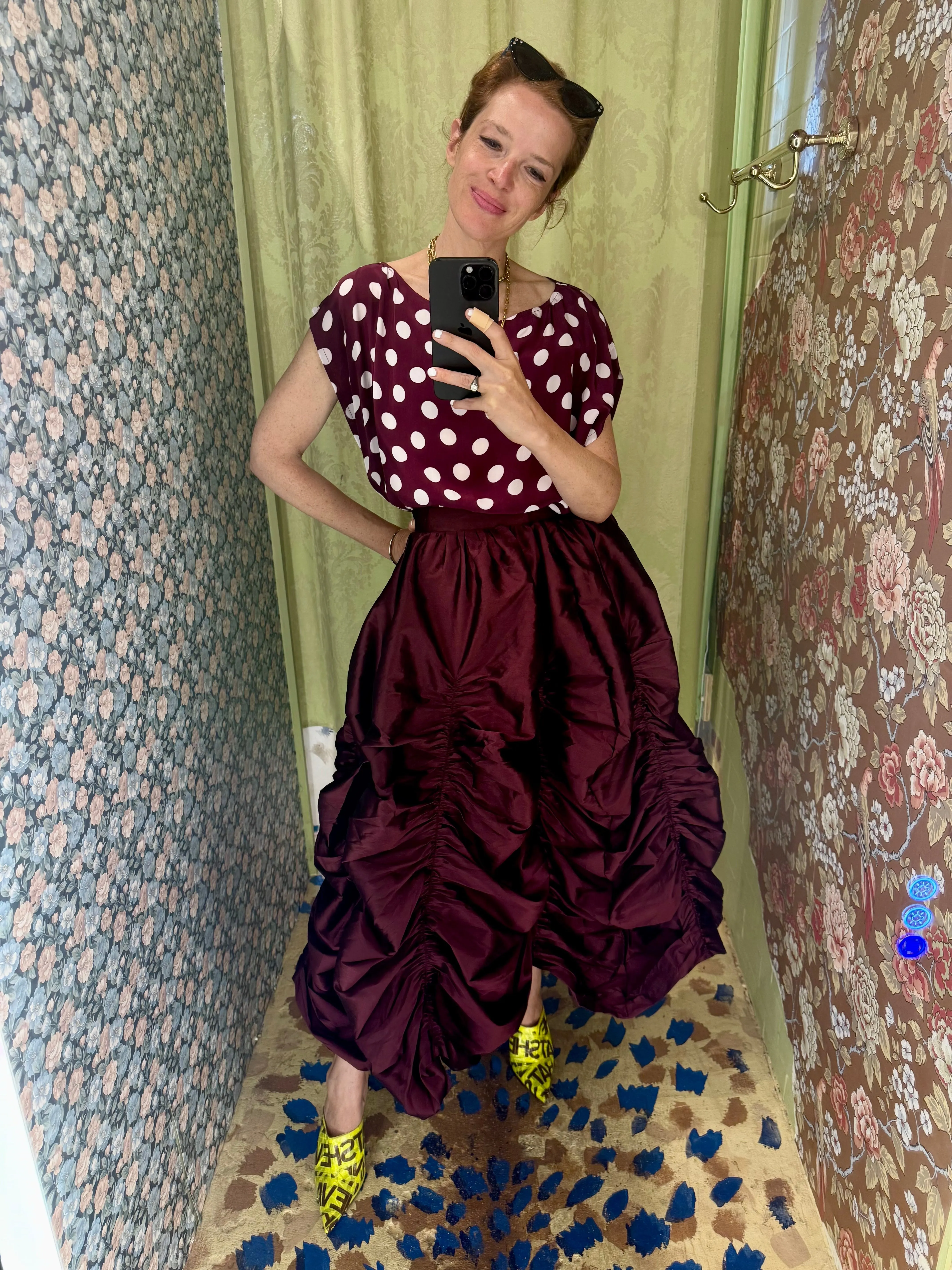 Anja Skirt in Merlot Taffeta sold by Batsheva