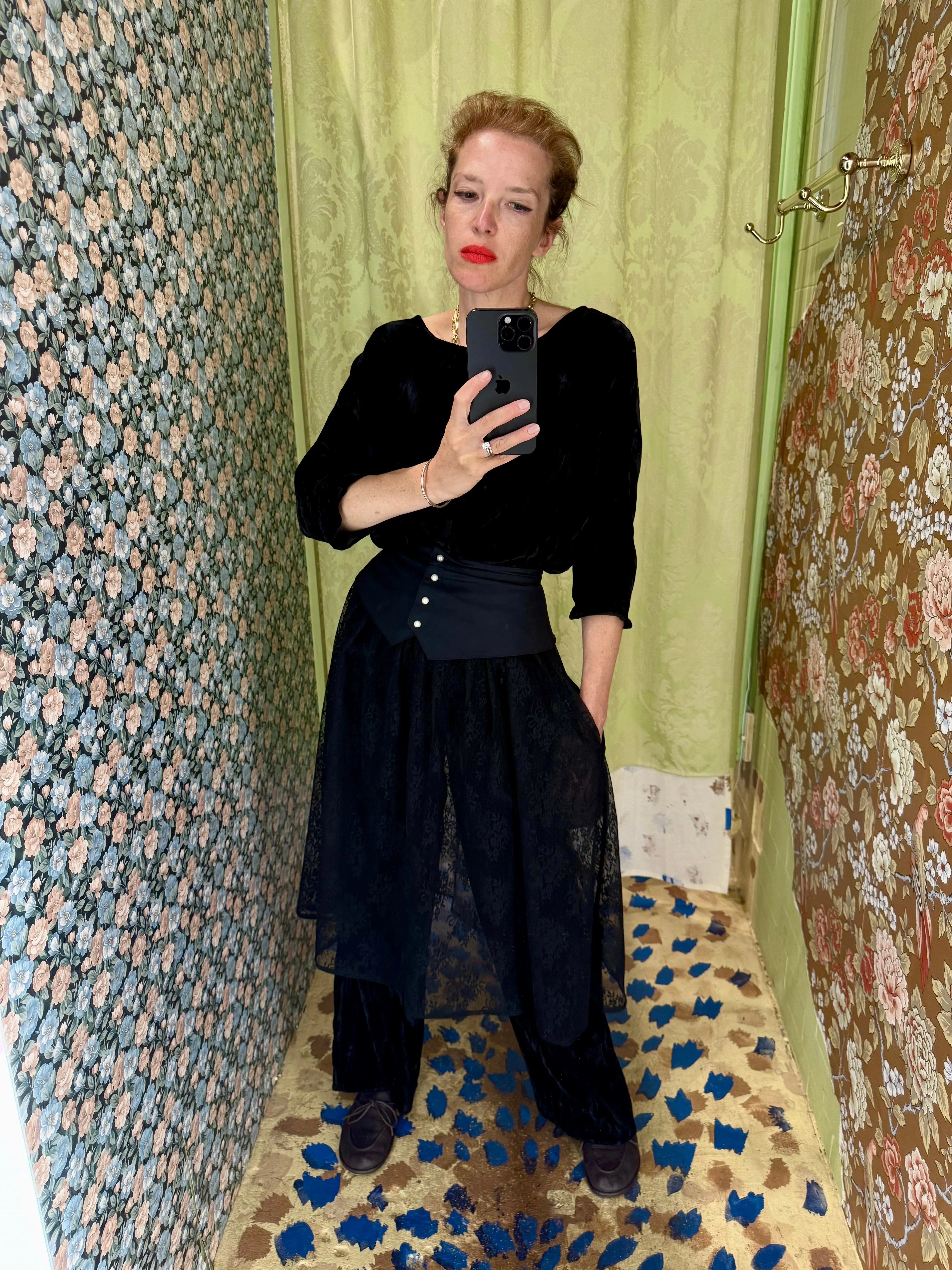 Landa Skirt in Black Lace sold by Batsheva