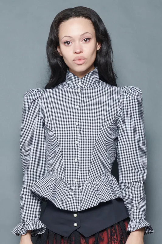Grace Blouse in Black and White Gingham sold by Batsheva