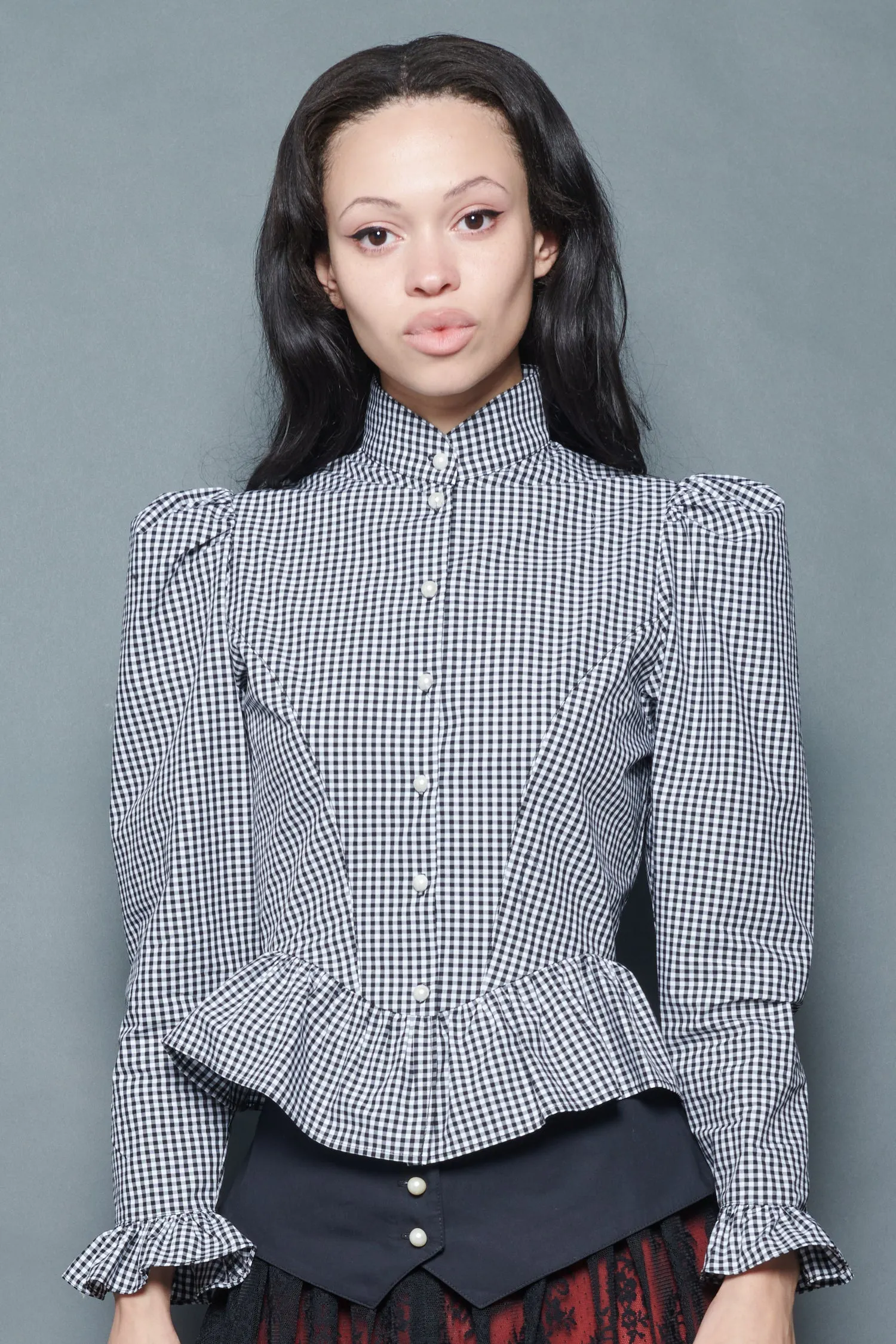 Grace Blouse in Black and White Gingham sold by Batsheva