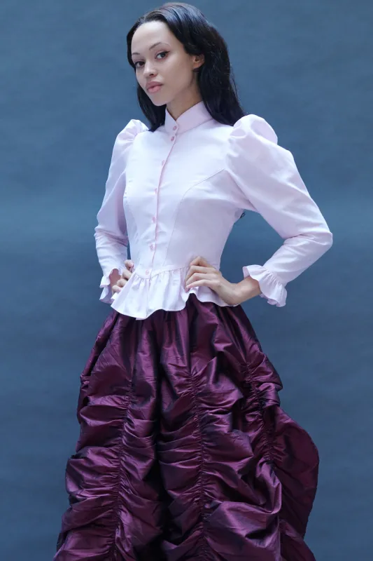 Grace Blouse in Pink Cotton Oxford sold by Batsheva