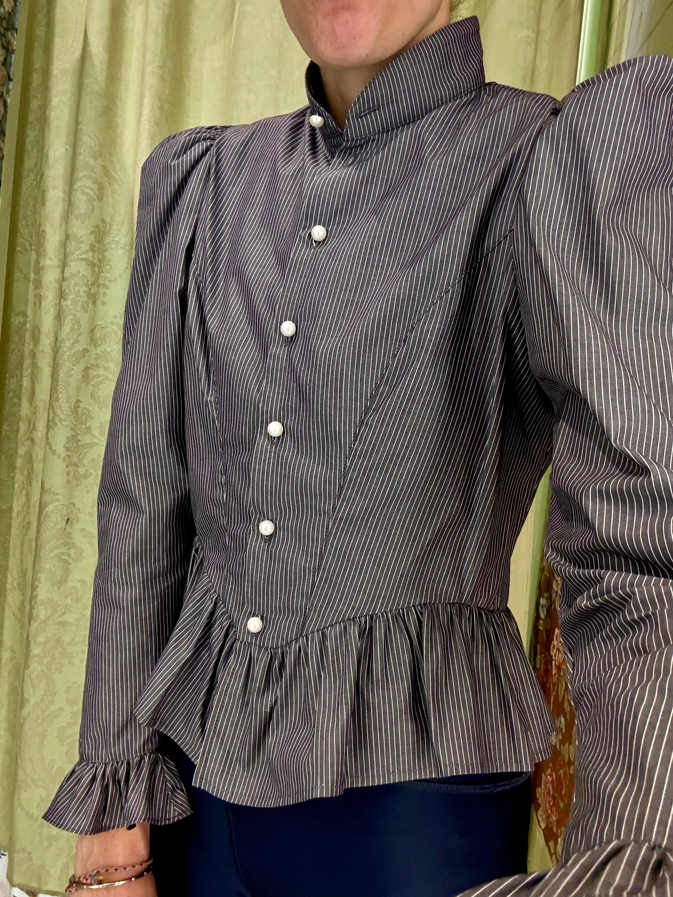Grace Blouse in Grey Stripe sold by Batsheva