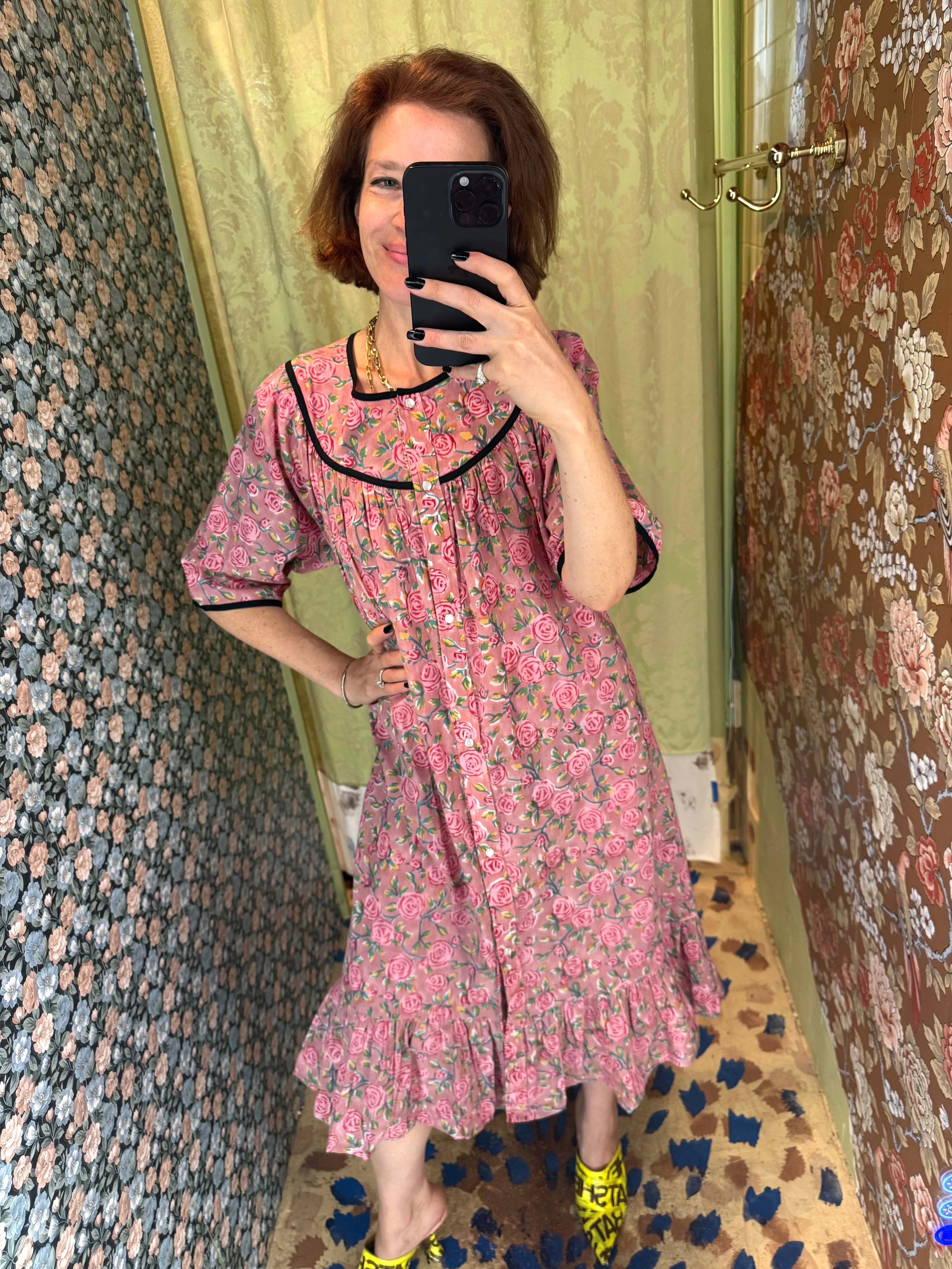 Snap Housedress in Pink Roses sold by Batsheva product image thumbnail 3