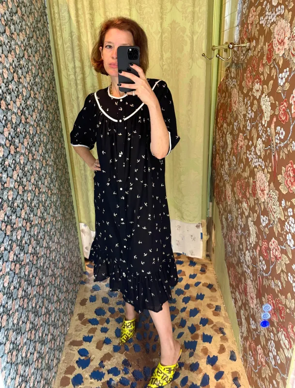 Snap Housedress in Birds sold by Batsheva