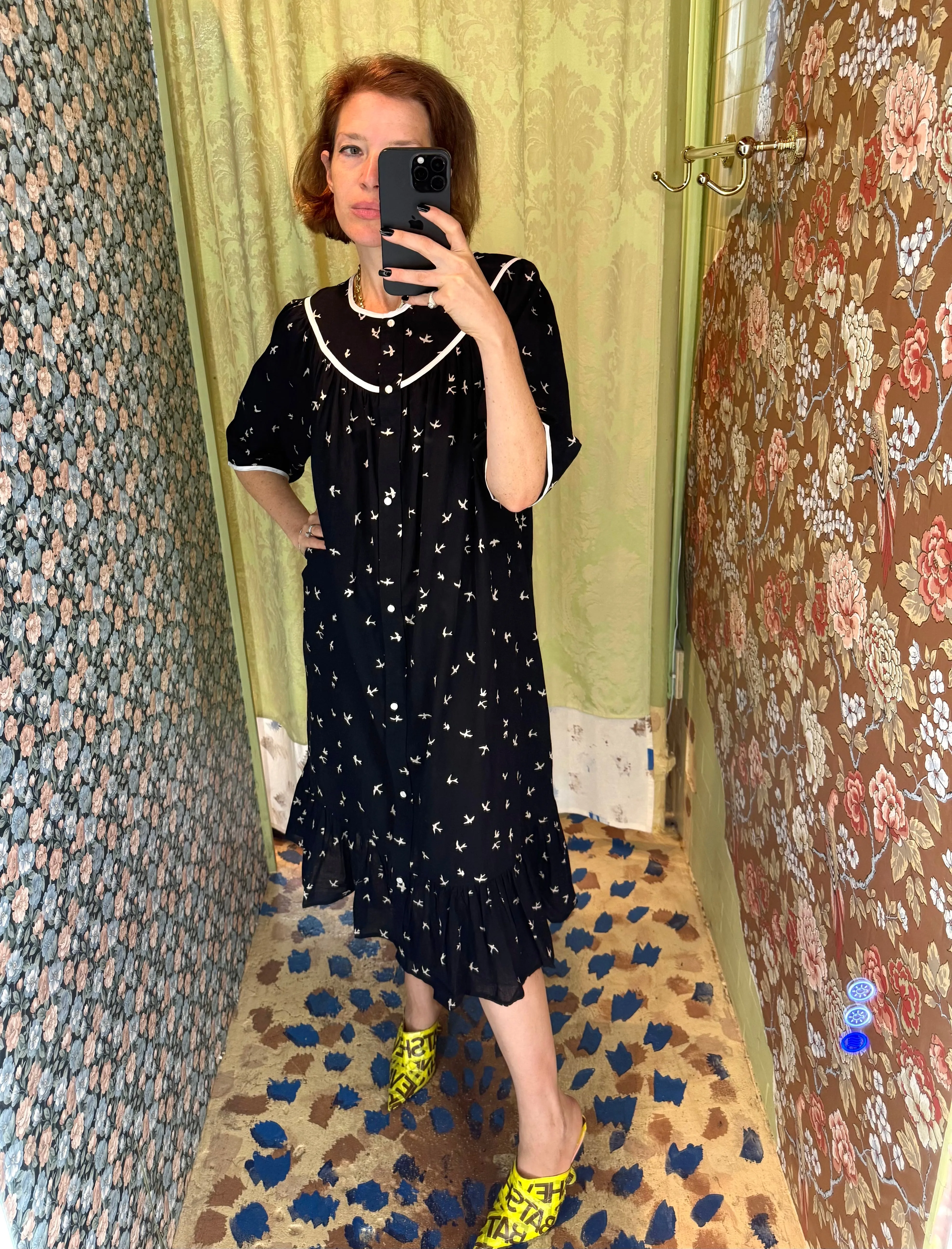 Snap Housedress in Birds sold by Batsheva