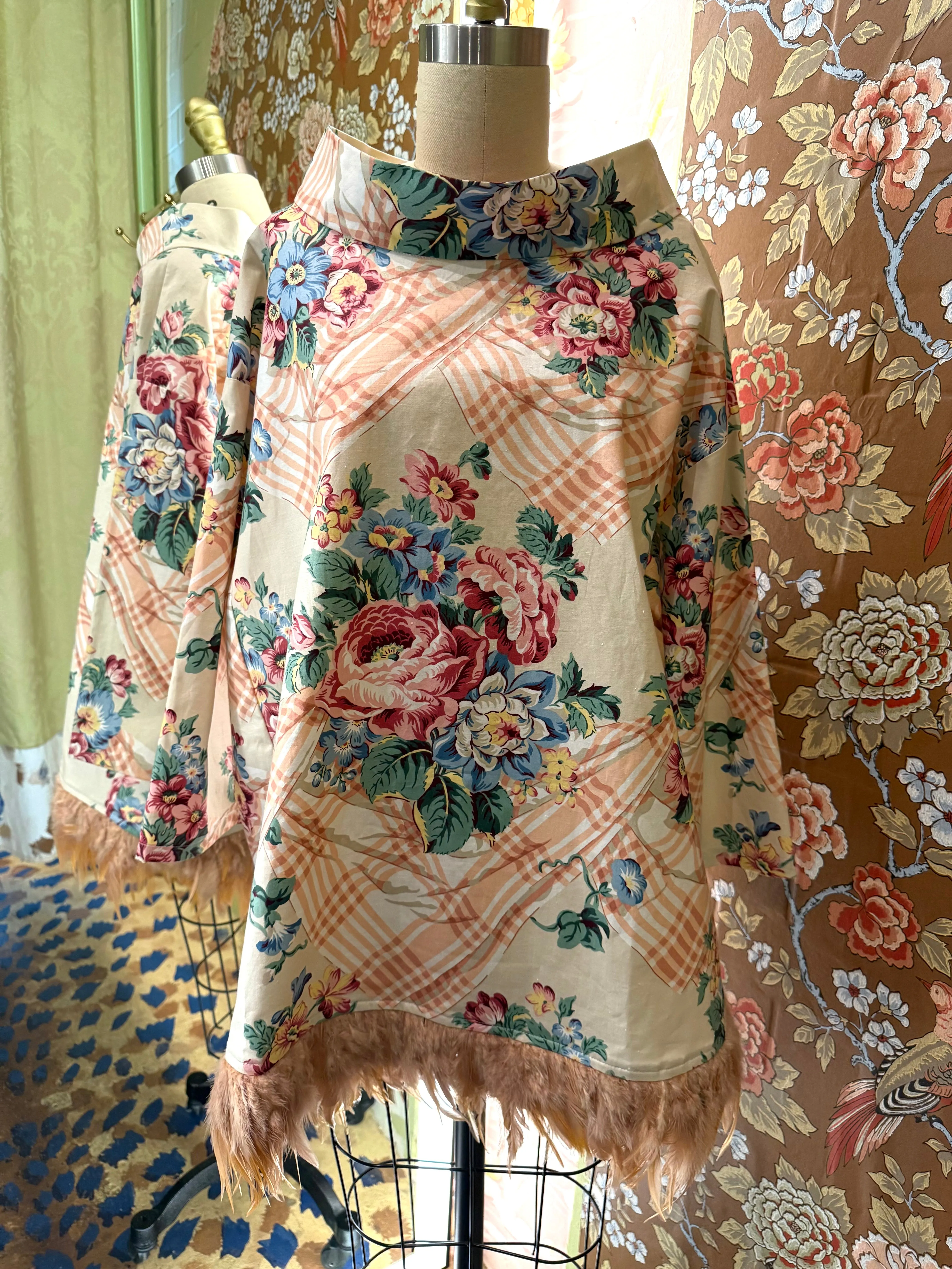 Abigail Coatdress in Trompe L'Oeil Upholstery with Pink Feathers sold by Batsheva product image thumbnail 5