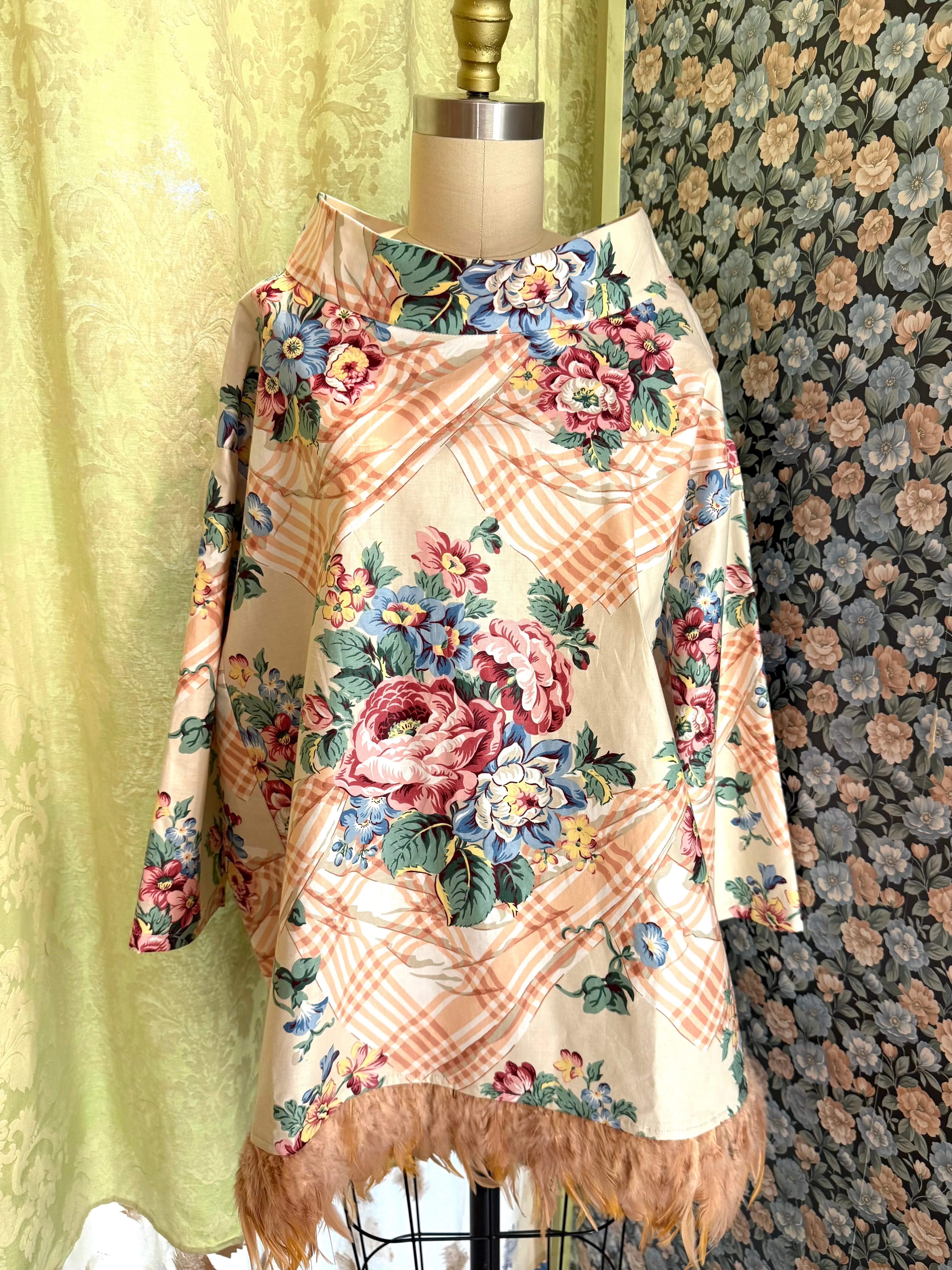 Abigail Coatdress in Trompe L'Oeil Upholstery with Pink Feathers sold by Batsheva product image thumbnail 2