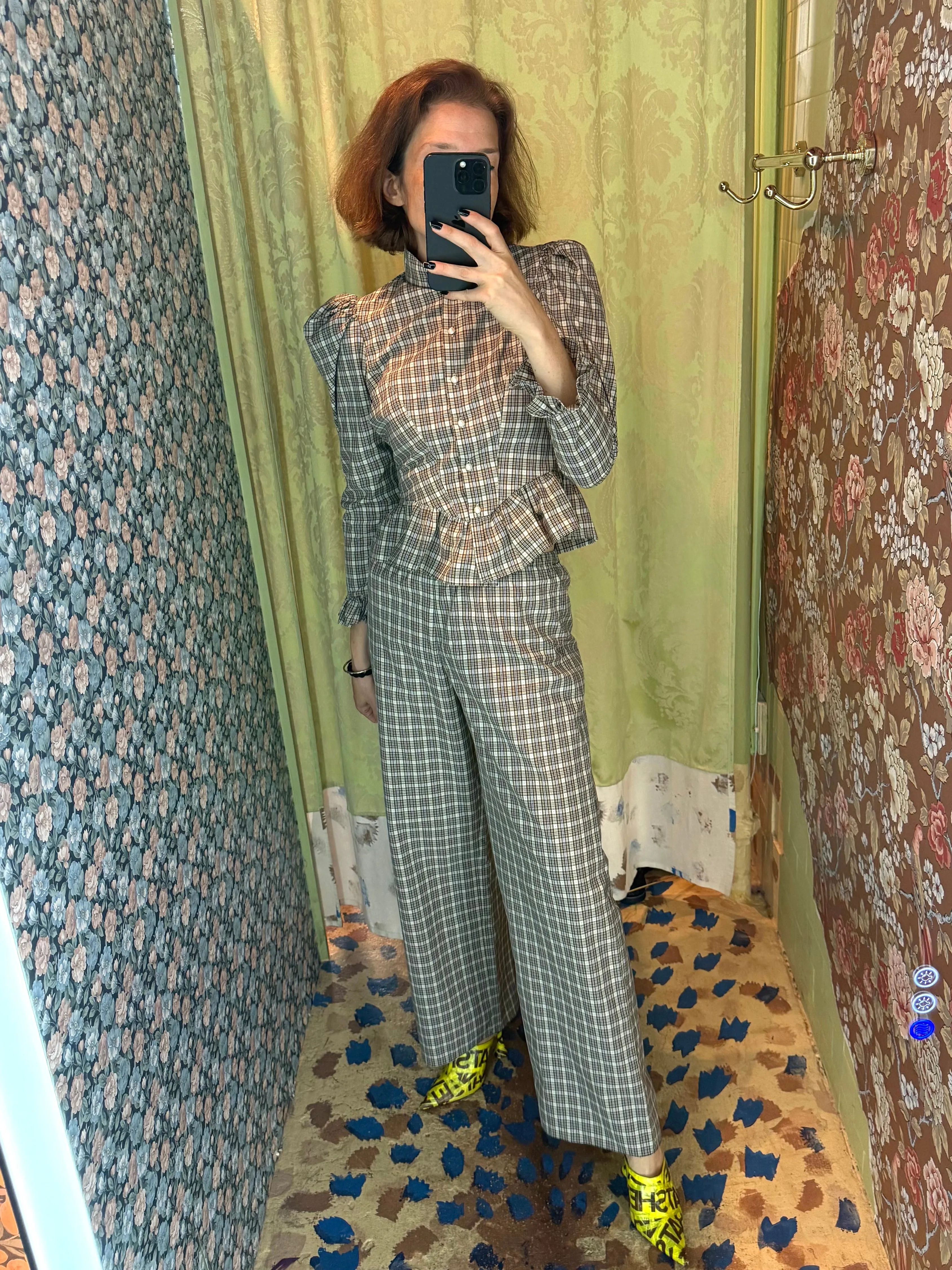 Erin Pant in Beige Tartan sold by Batsheva