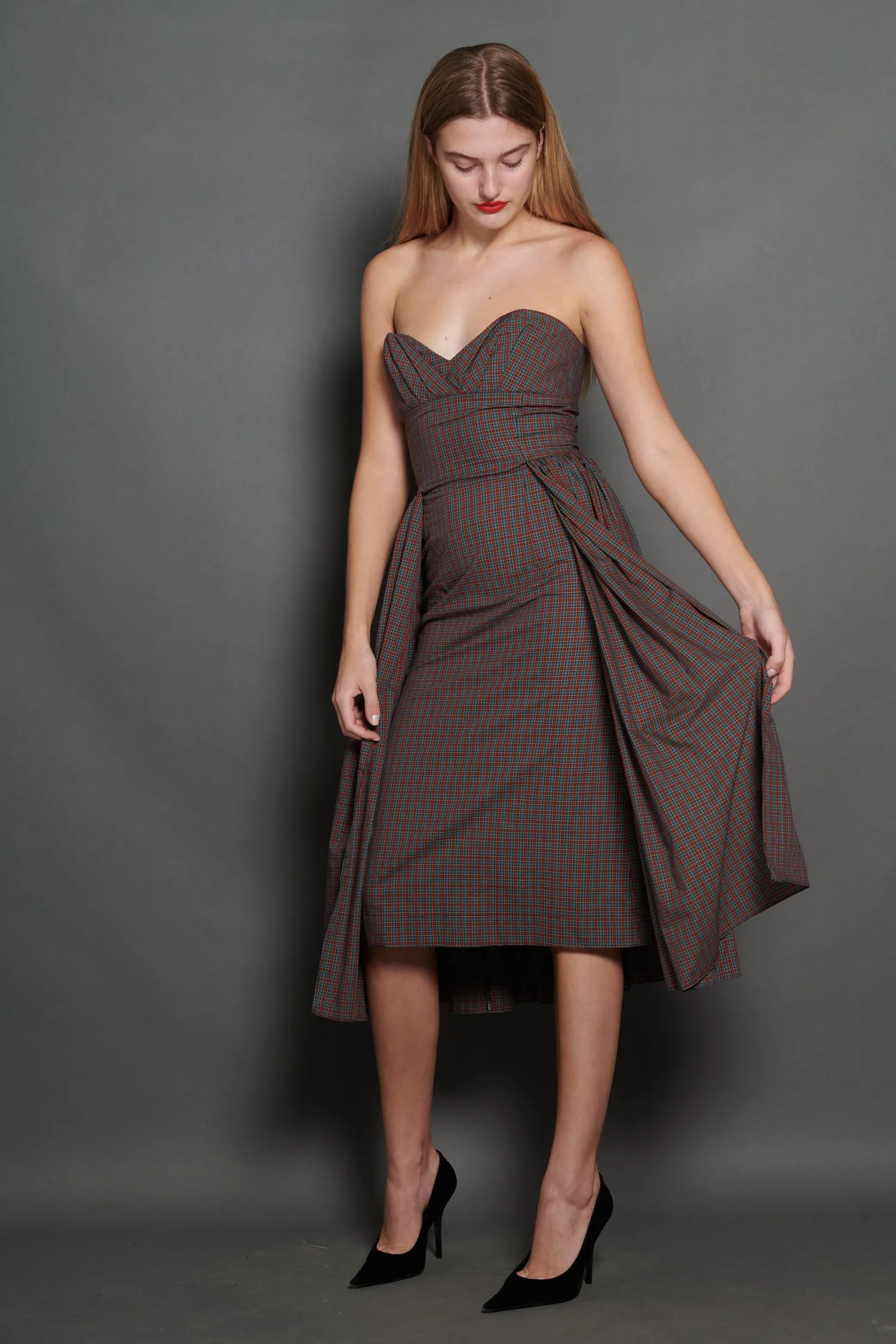 Arya Dress in Burgundy Tartan sold by Batsheva product image thumbnail 5