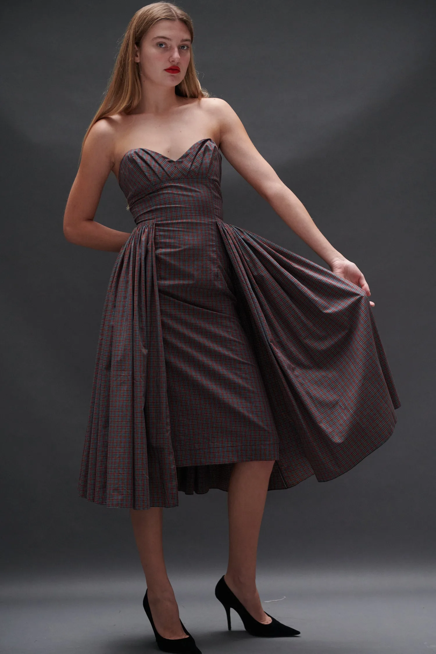 Arya Dress in Burgundy Tartan sold by Batsheva product image thumbnail 3