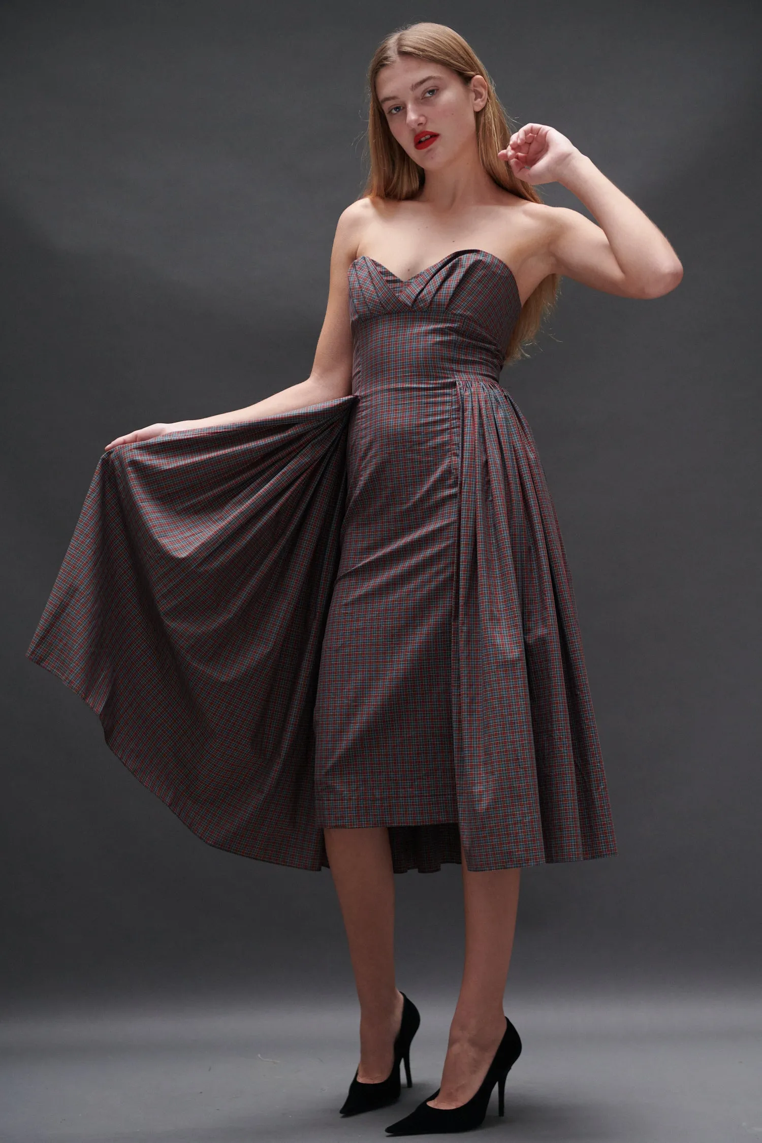 Arya Dress in Burgundy Tartan sold by Batsheva product image thumbnail 2