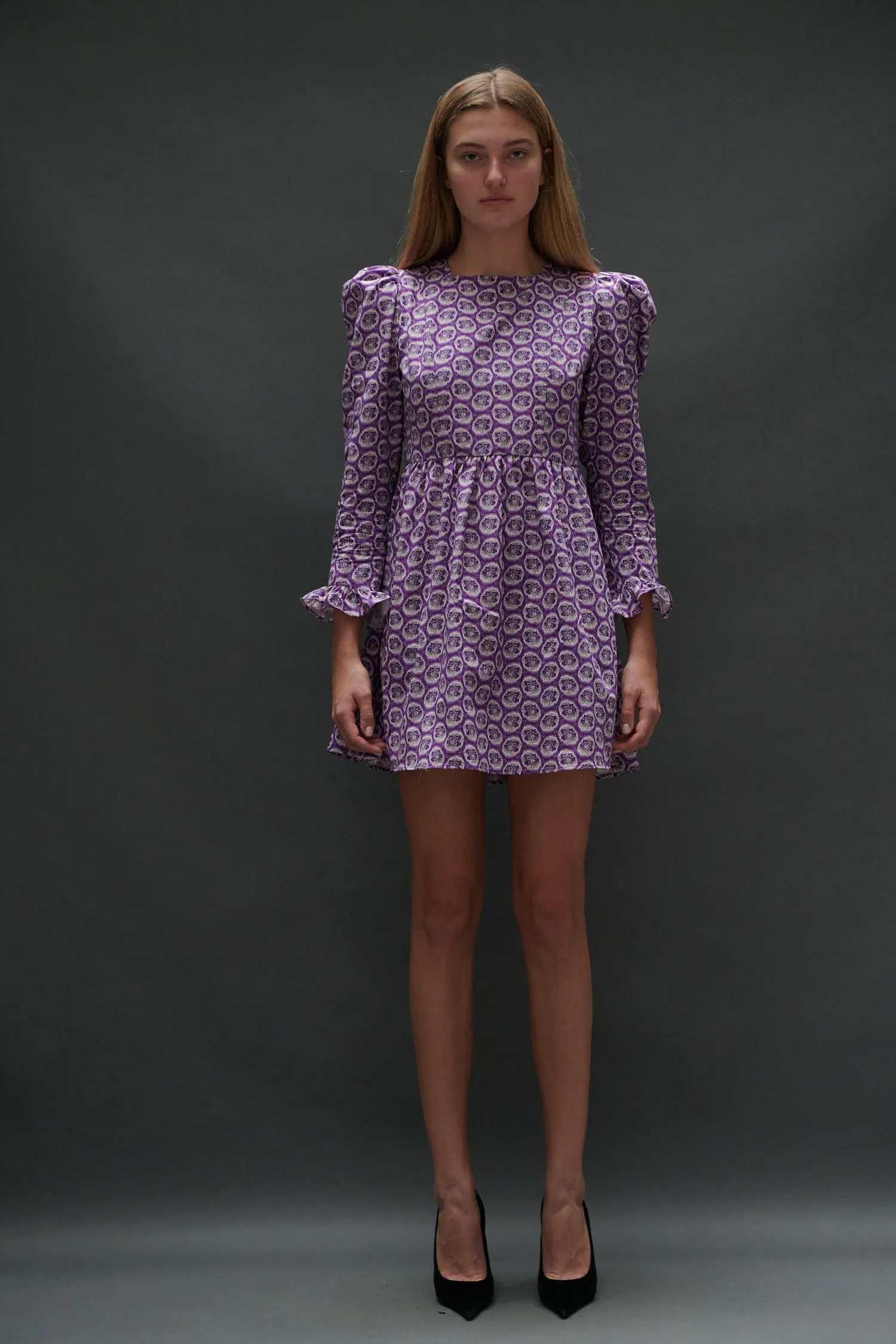 Square Neck Mini Prairie Dress in Violet Floral sold by Batsheva product image thumbnail 2