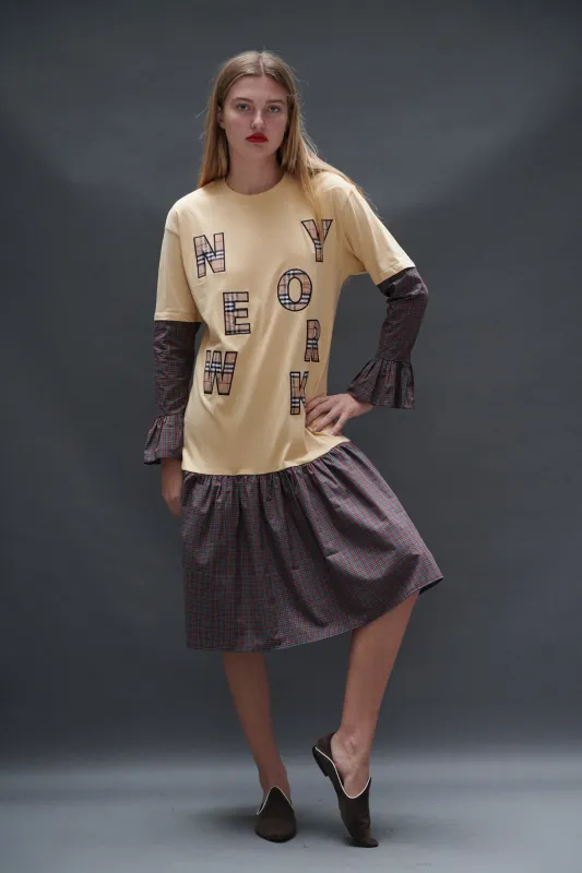 NEW YORK T-Shirt Dress in Burgundy Tartan made by Batsheva