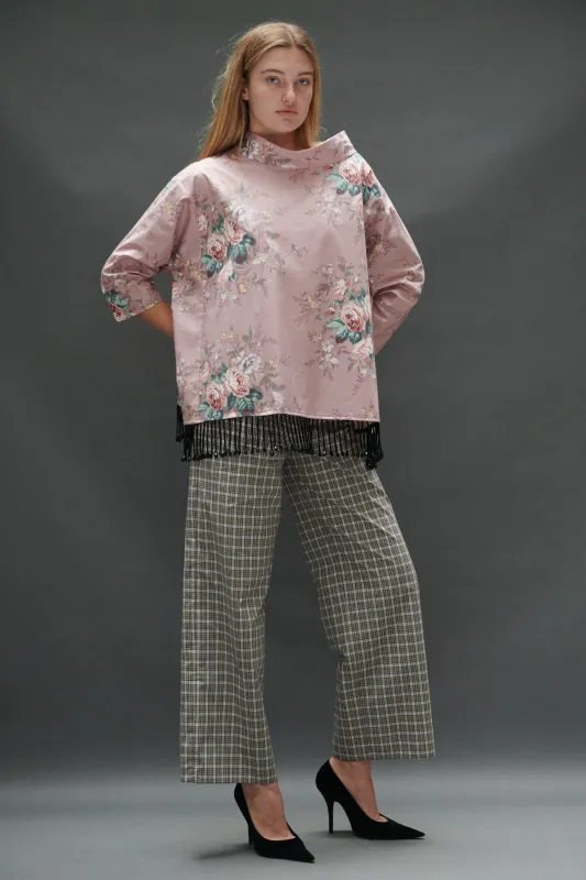 Abigail Coatdress in Rose Upholstery with Beaded Trim sold by Batsheva