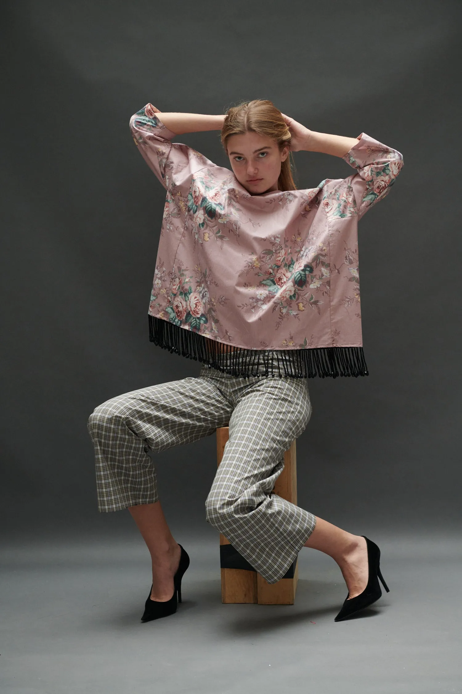 Abigail Coatdress in Rose Upholstery with Beaded Trim sold by Batsheva product image thumbnail 4