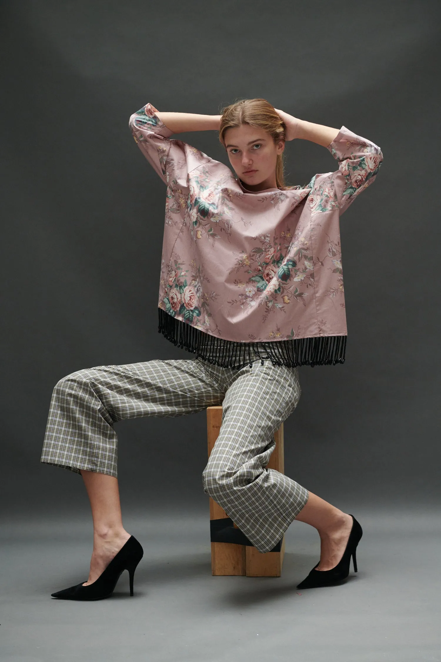 Abigail Coatdress in Rose Upholstery with Beaded Trim sold by Batsheva product image thumbnail 5