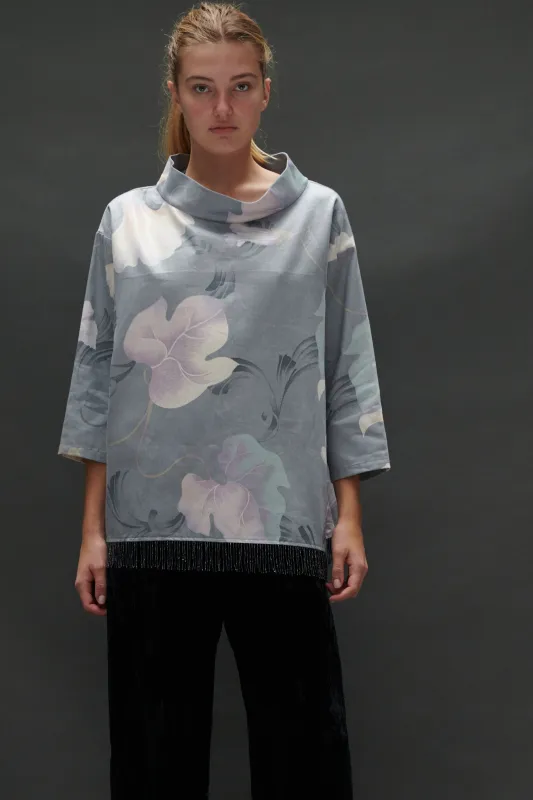 Abigail Coatdress in Grey Upholstery with Beaded Trim sold by Batsheva