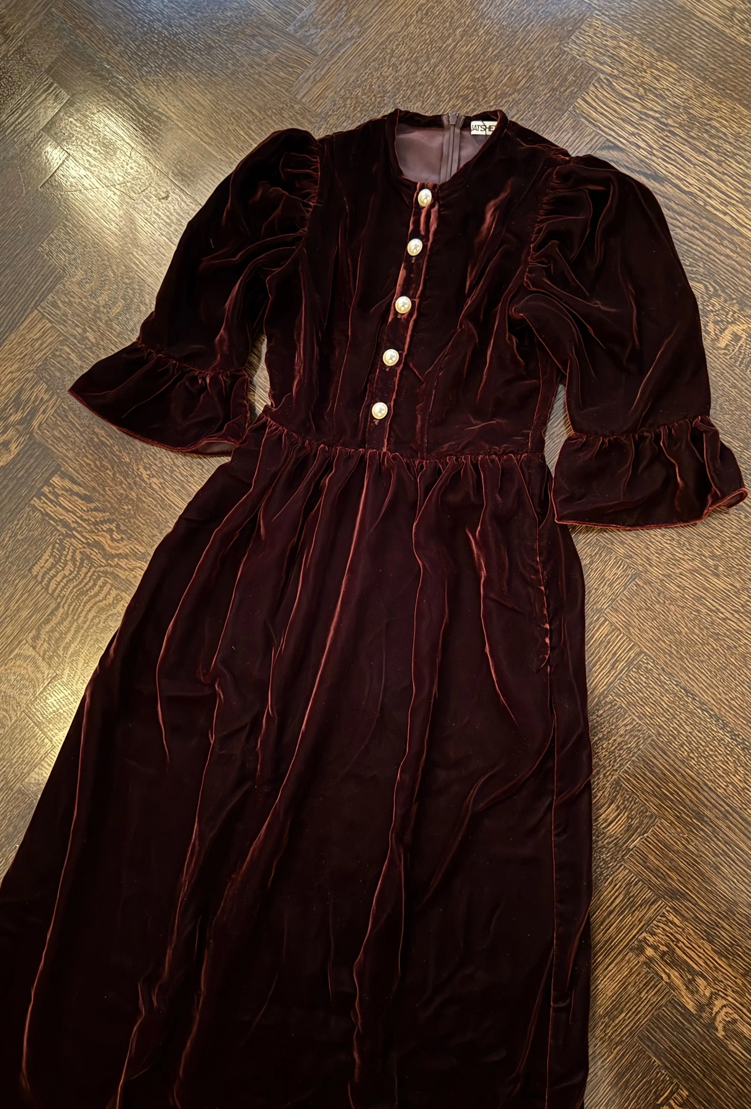 Ella Dress in Chocolate Velvet sold by Batsheva