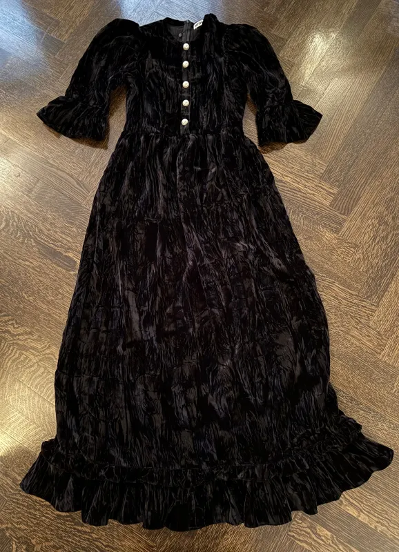 Ella Dress in Black Crushed Velvet made by Batsheva