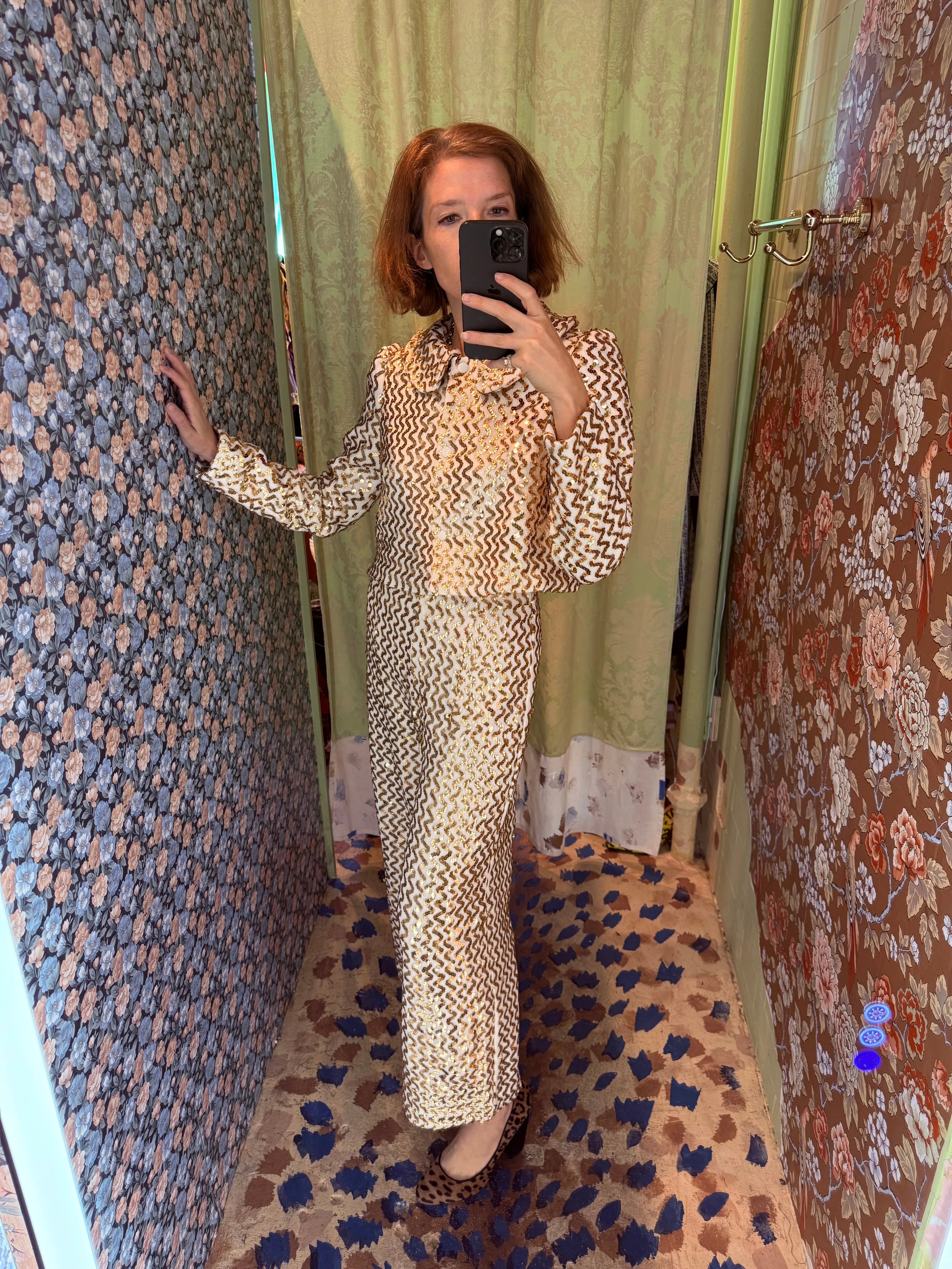 Ruffle Pant in Knit Sequins sold by Batsheva