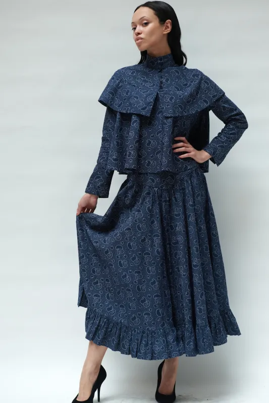 Ruffle Skirt in Midnight Paisley sold by Batsheva