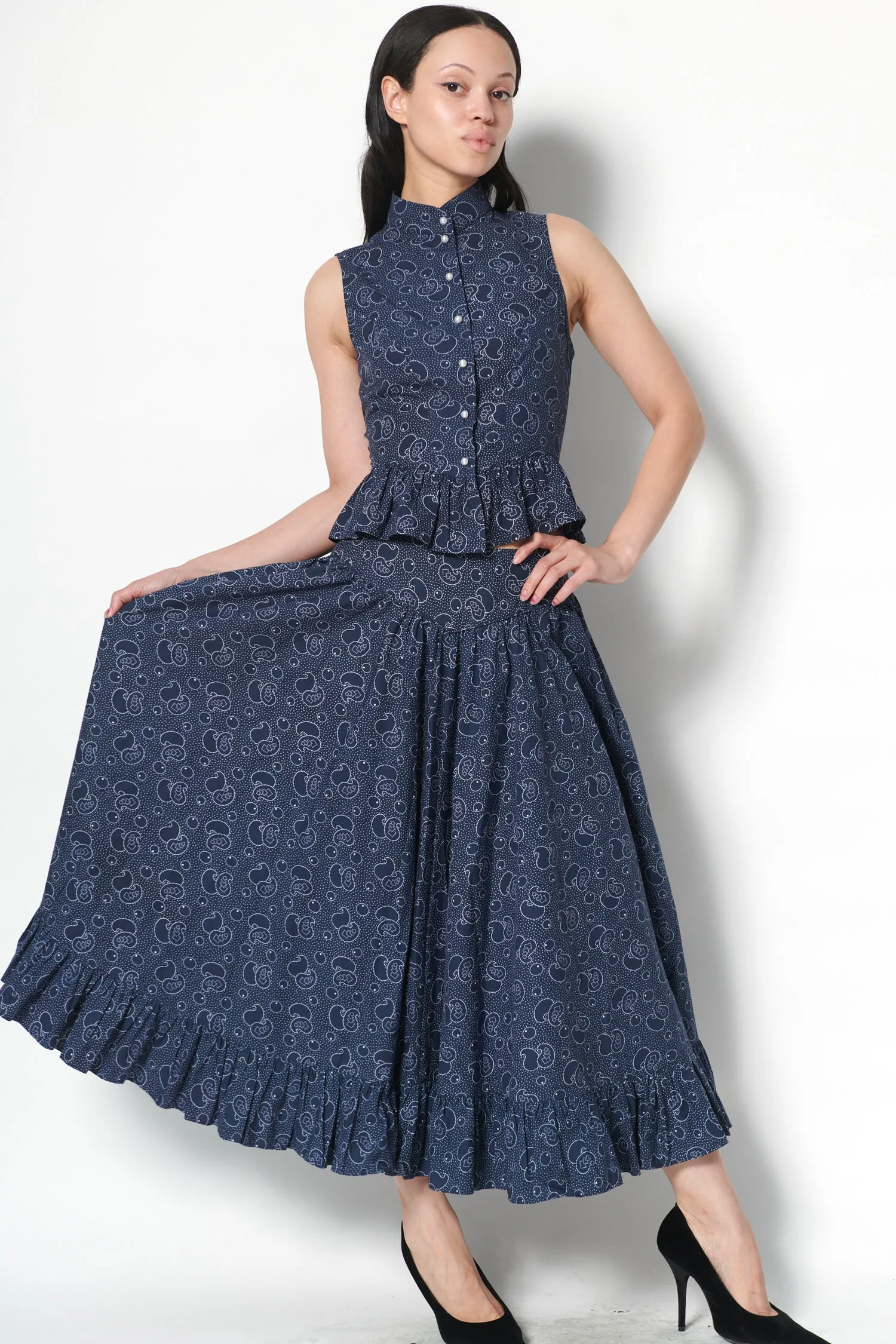 Ruffle Skirt in Midnight Paisley sold by Batsheva product image thumbnail 4