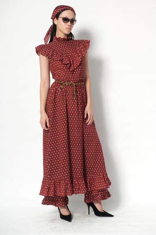Caroline Dress in Maroon Dots made by Batsheva