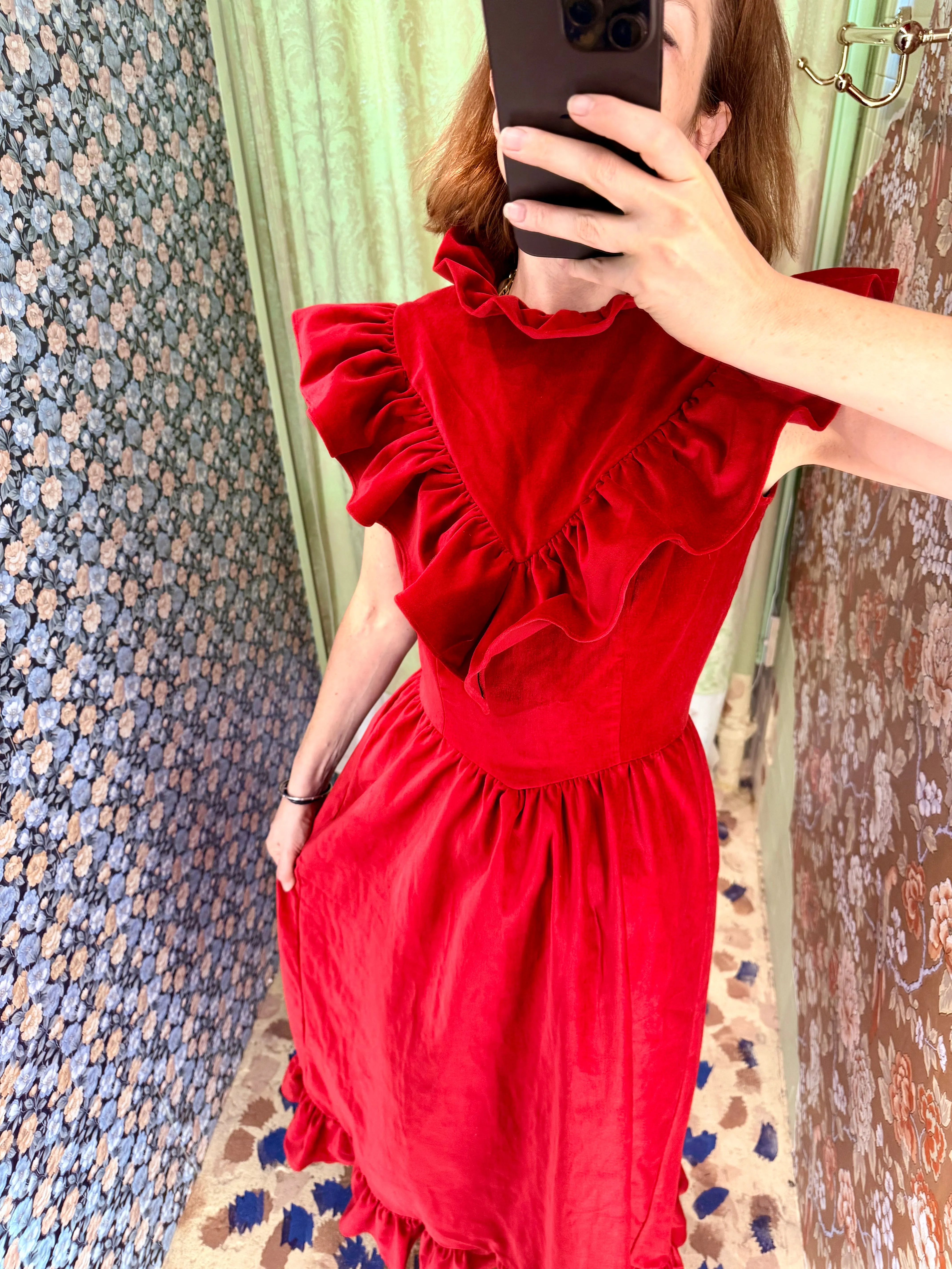 Caroline Dress in Red Velveteen sold by Batsheva product image thumbnail 3