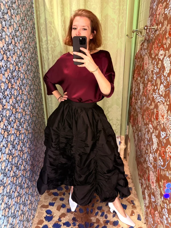 Anja Skirt in Black Taffeta sold by Batsheva