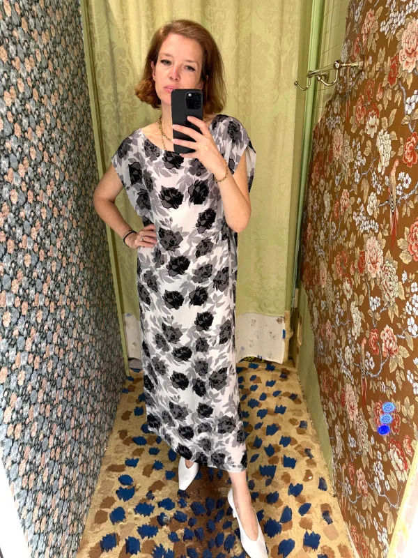 Dancer's Caftan in Grey Floral made by Batsheva