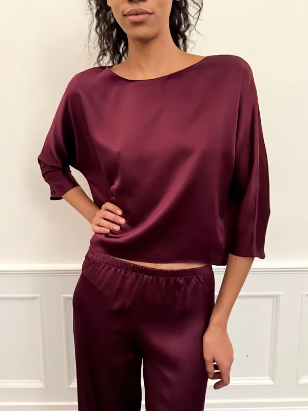 Erin Top in Merlot Silk Charmeuse made by Batsheva