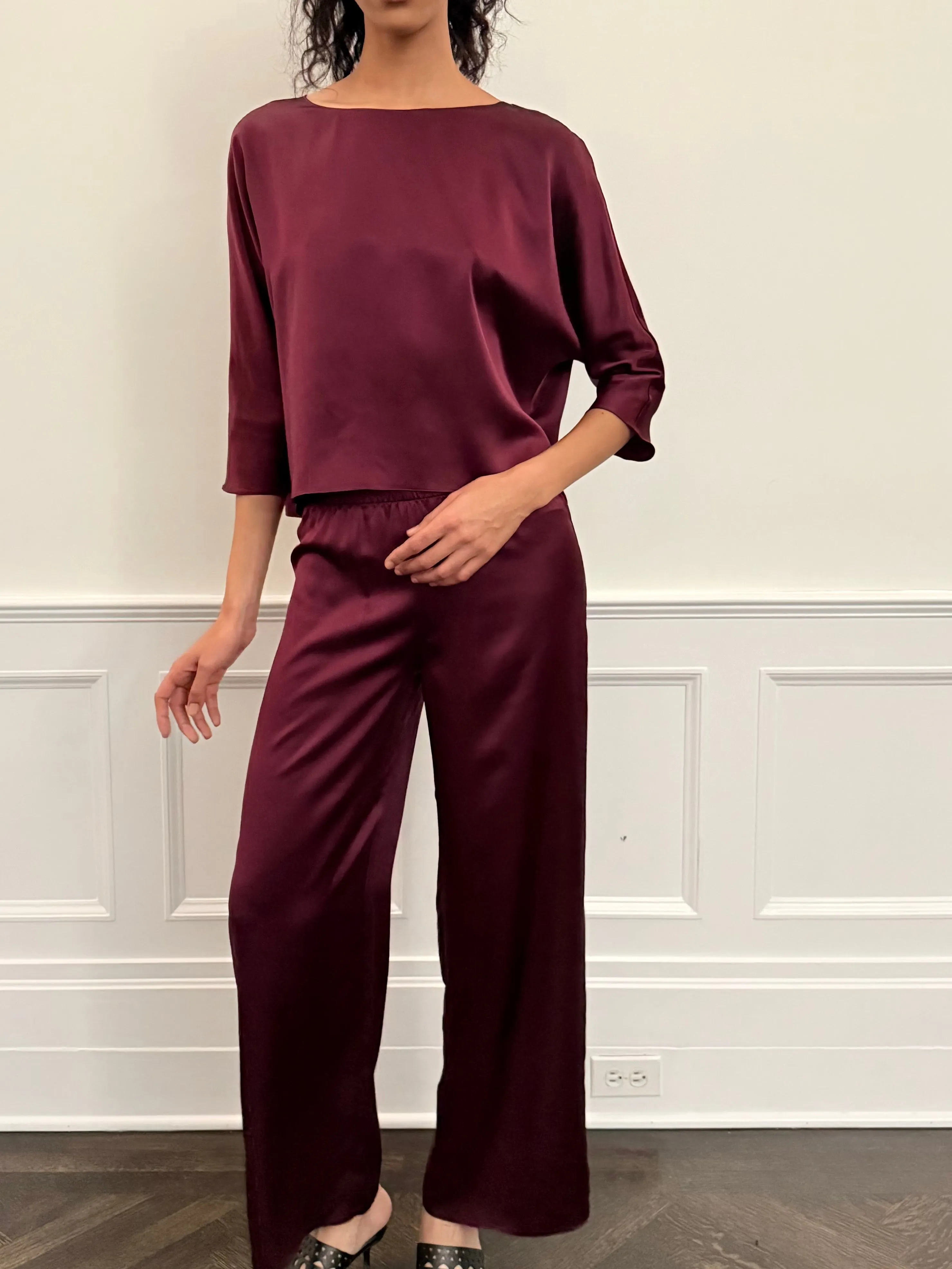 Erin Pant in Merlot Silk Charmeuse sold by Batsheva product image thumbnail 2