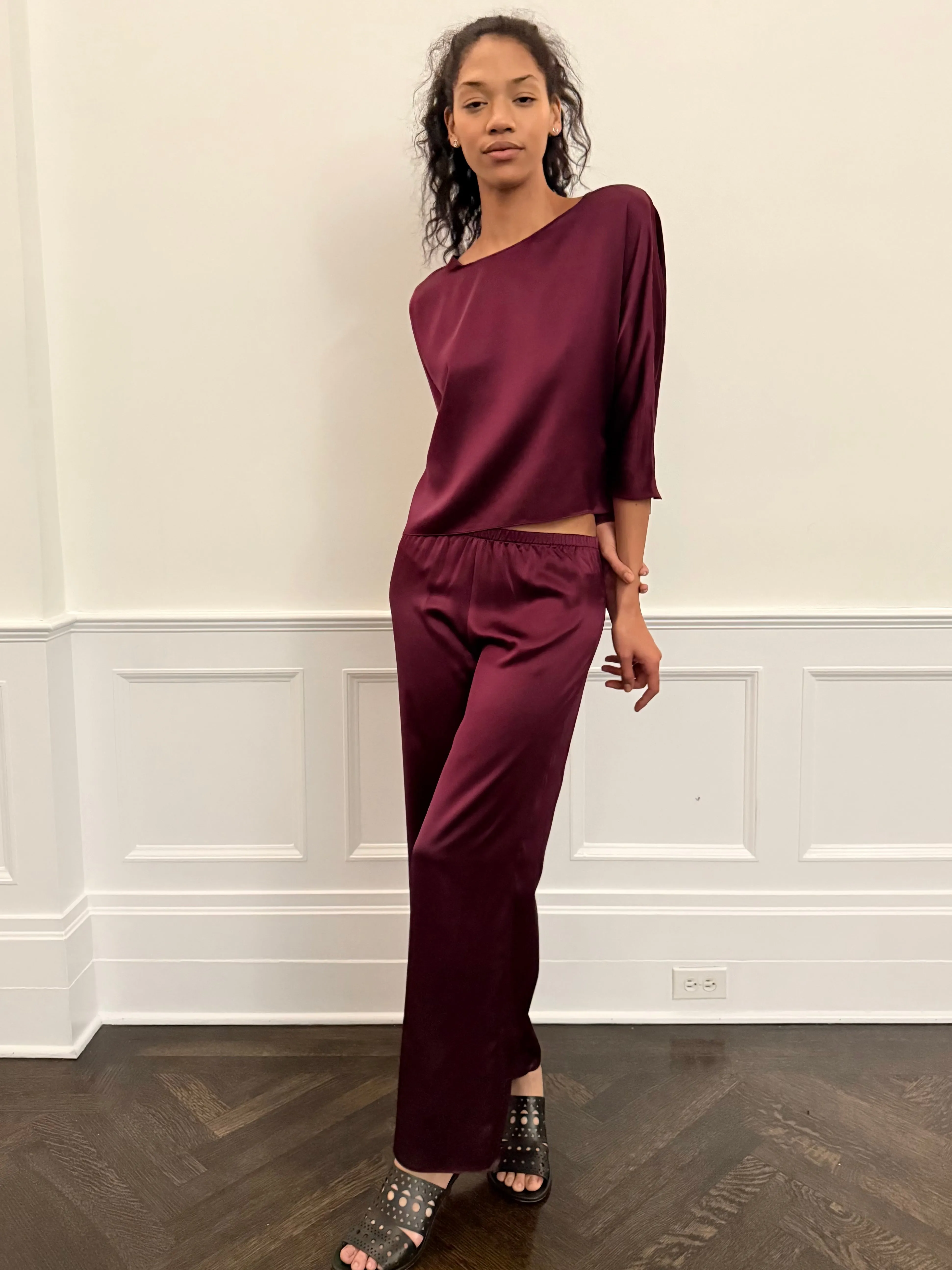Erin Pant in Merlot Silk Charmeuse sold by Batsheva product image thumbnail 4
