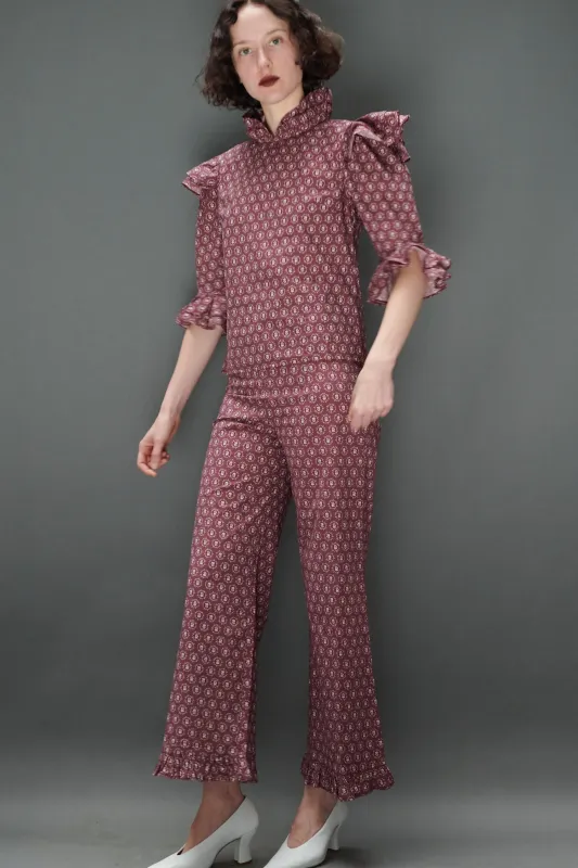 Antoinette Blouse in Merlot Floral Dot sold by Batsheva