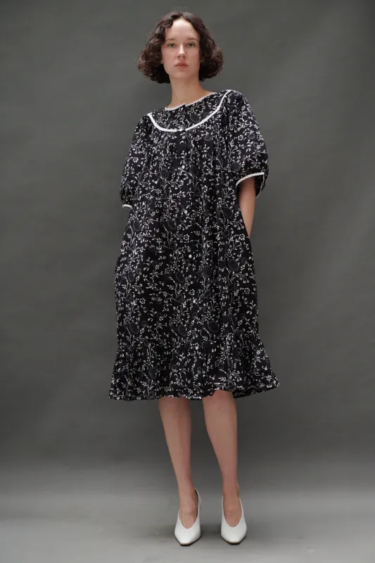 Snap Housedress in Black and White Floral sold by Batsheva