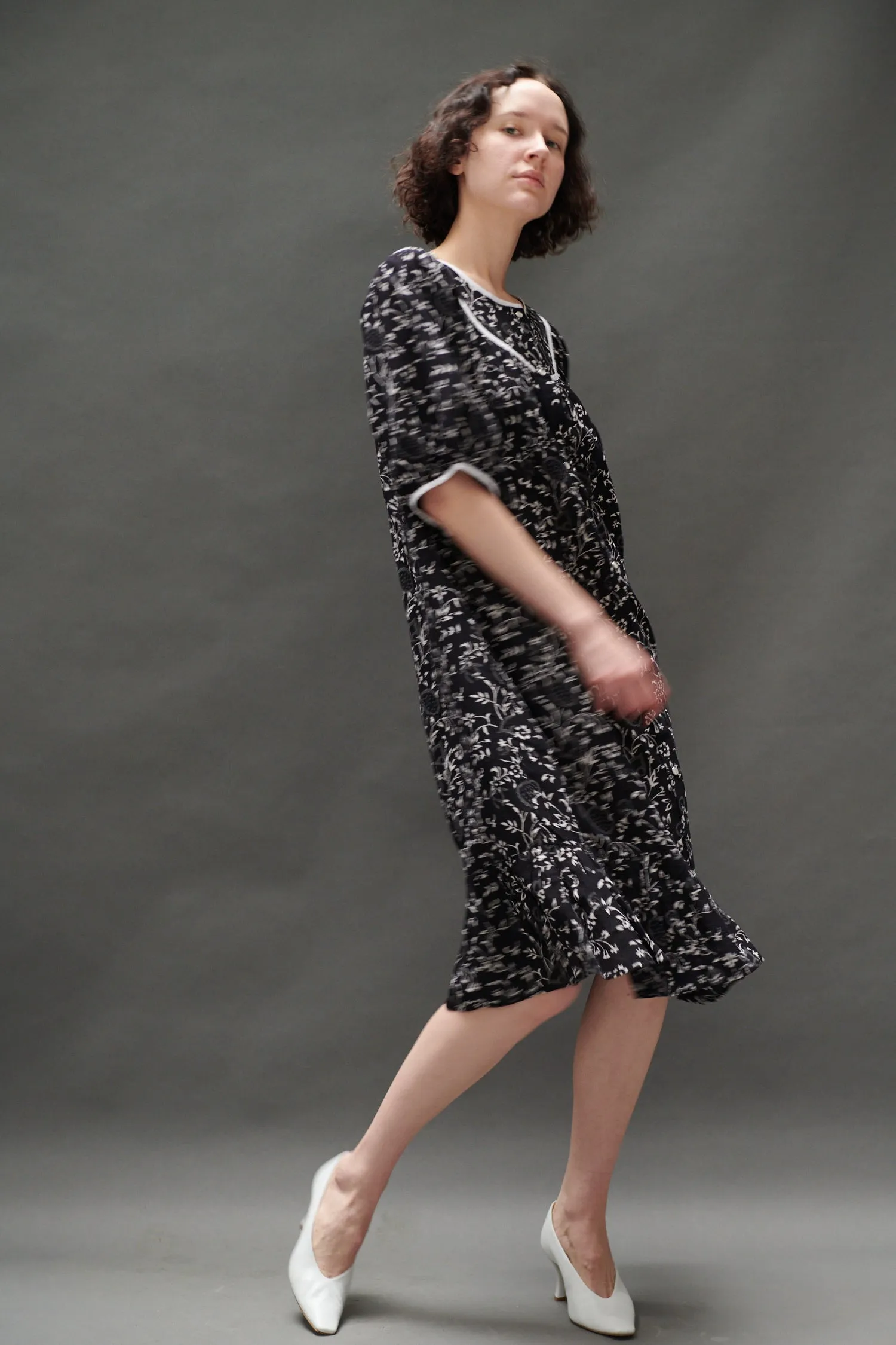 Snap Housedress in Black and White Floral sold by Batsheva product image thumbnail 5
