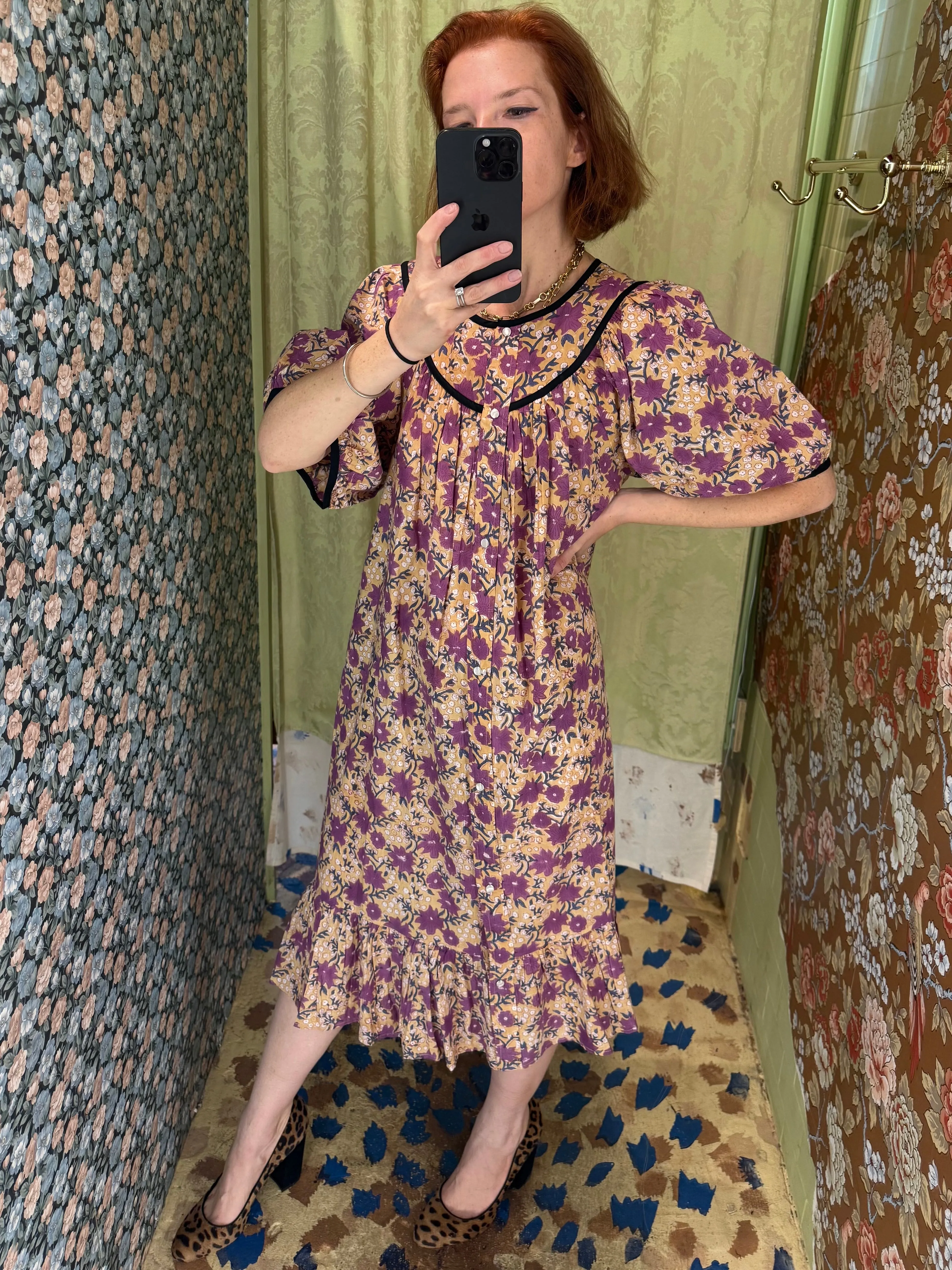 Snap Housedress in Purple Floral sold by Batsheva