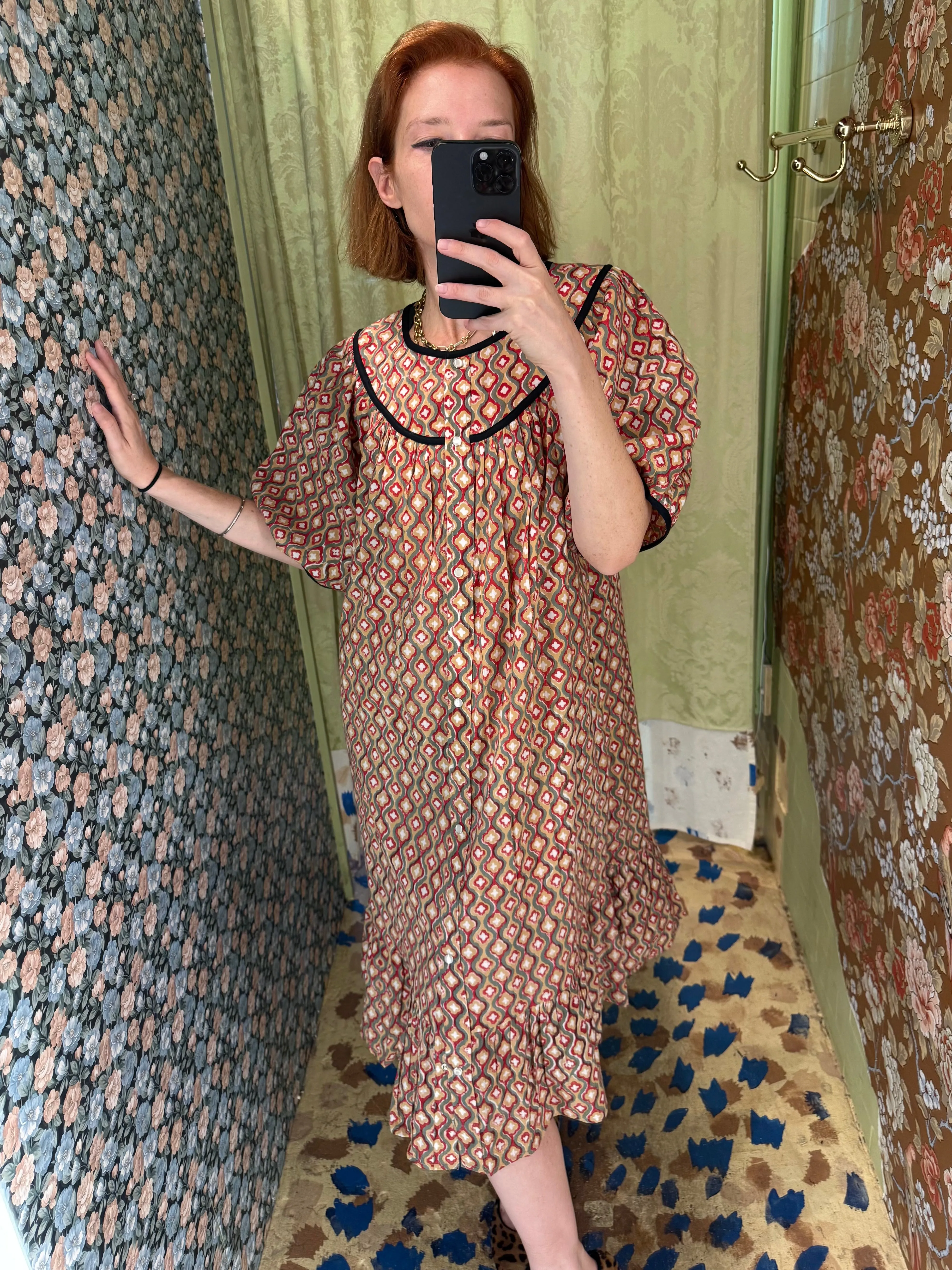 Snap Housedress in Geometric Print sold by Batsheva product image thumbnail 2