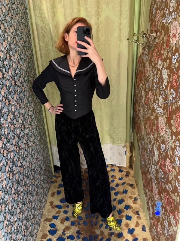 Skipper Blouse in Black Poplin made by Batsheva