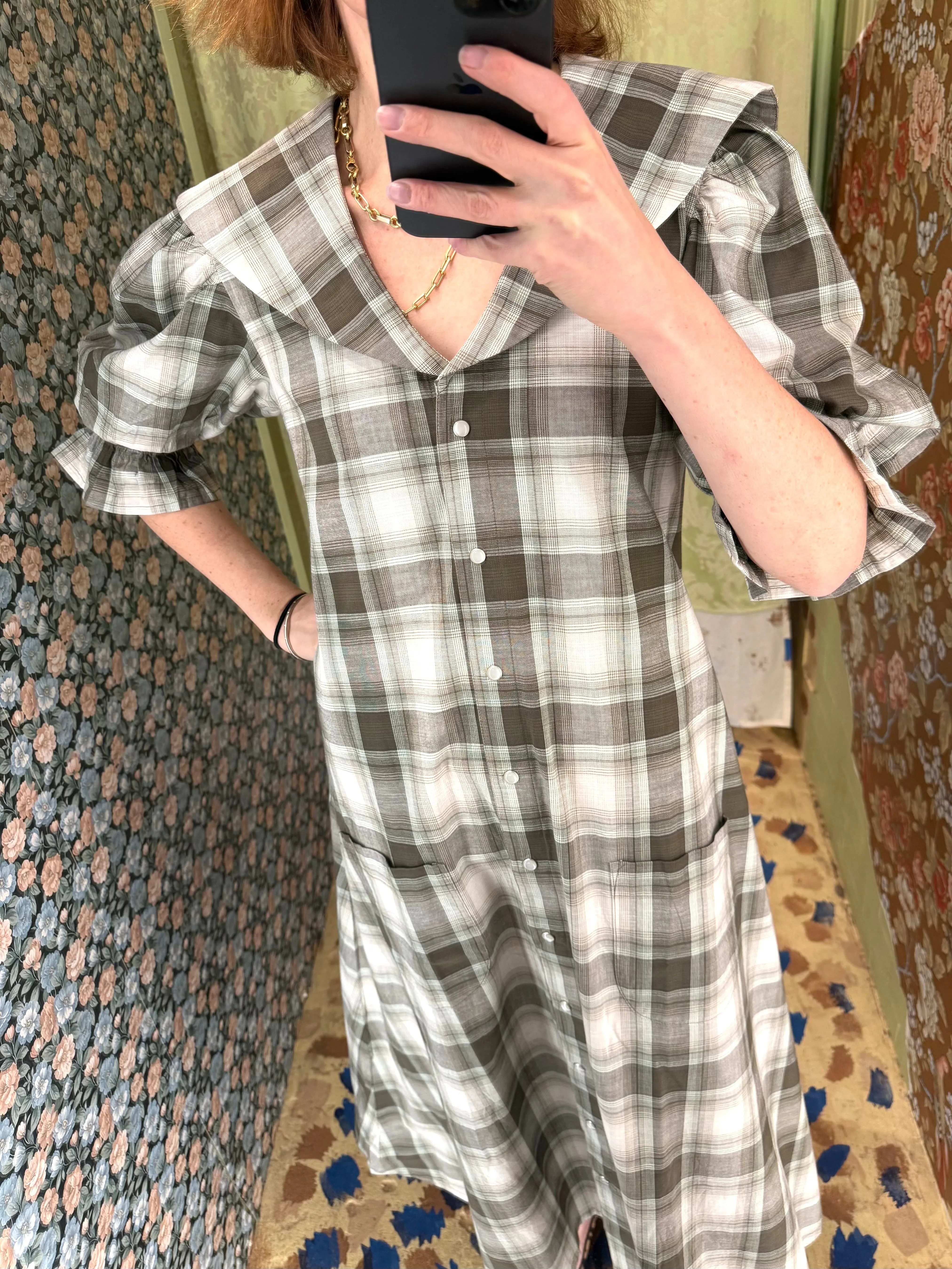 Sailor Snap Housedress in Forest Plaid sold by Batsheva product image thumbnail 3